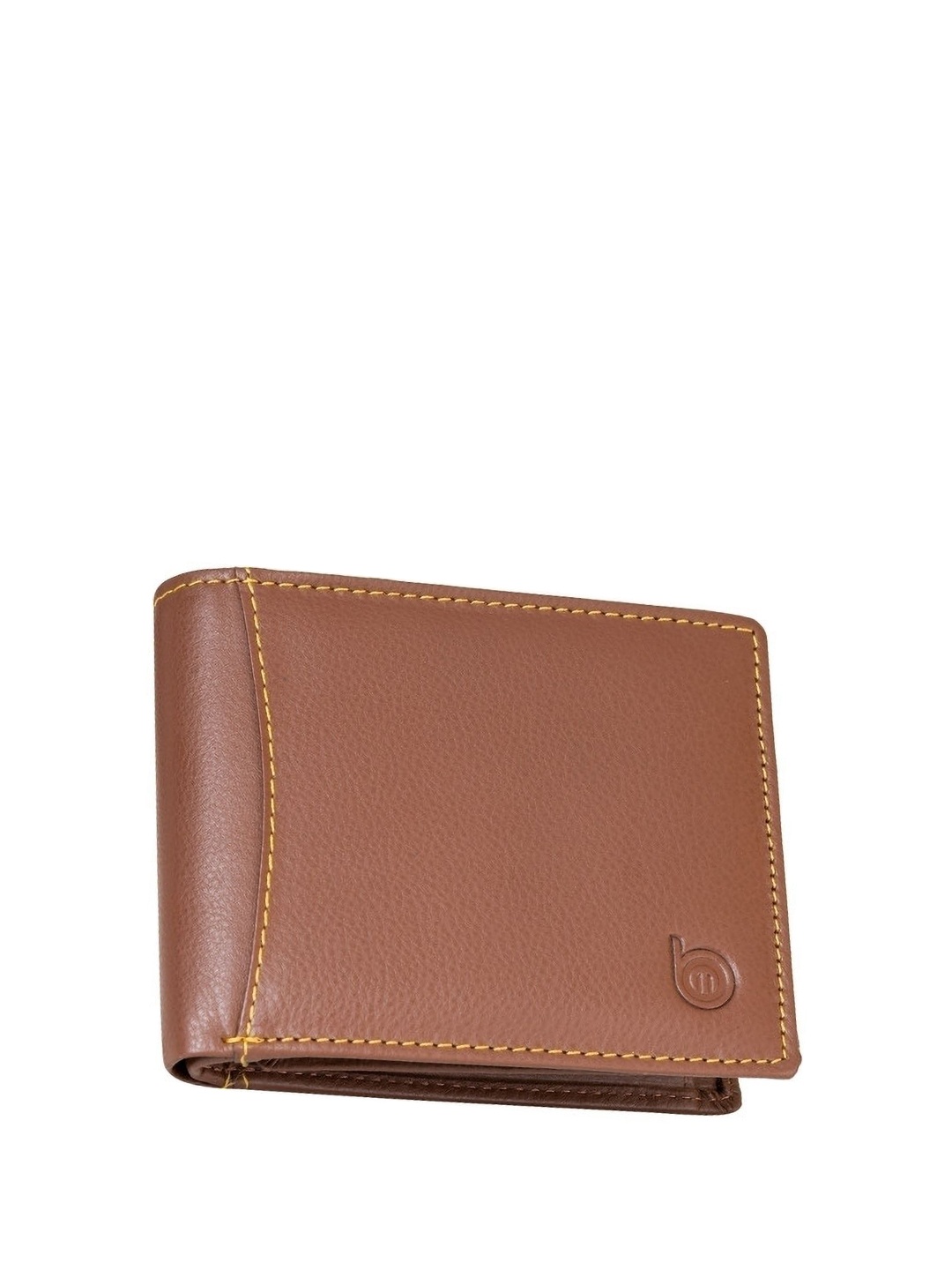 

BAGMAN Men Leather Two Fold Wallet, Tan