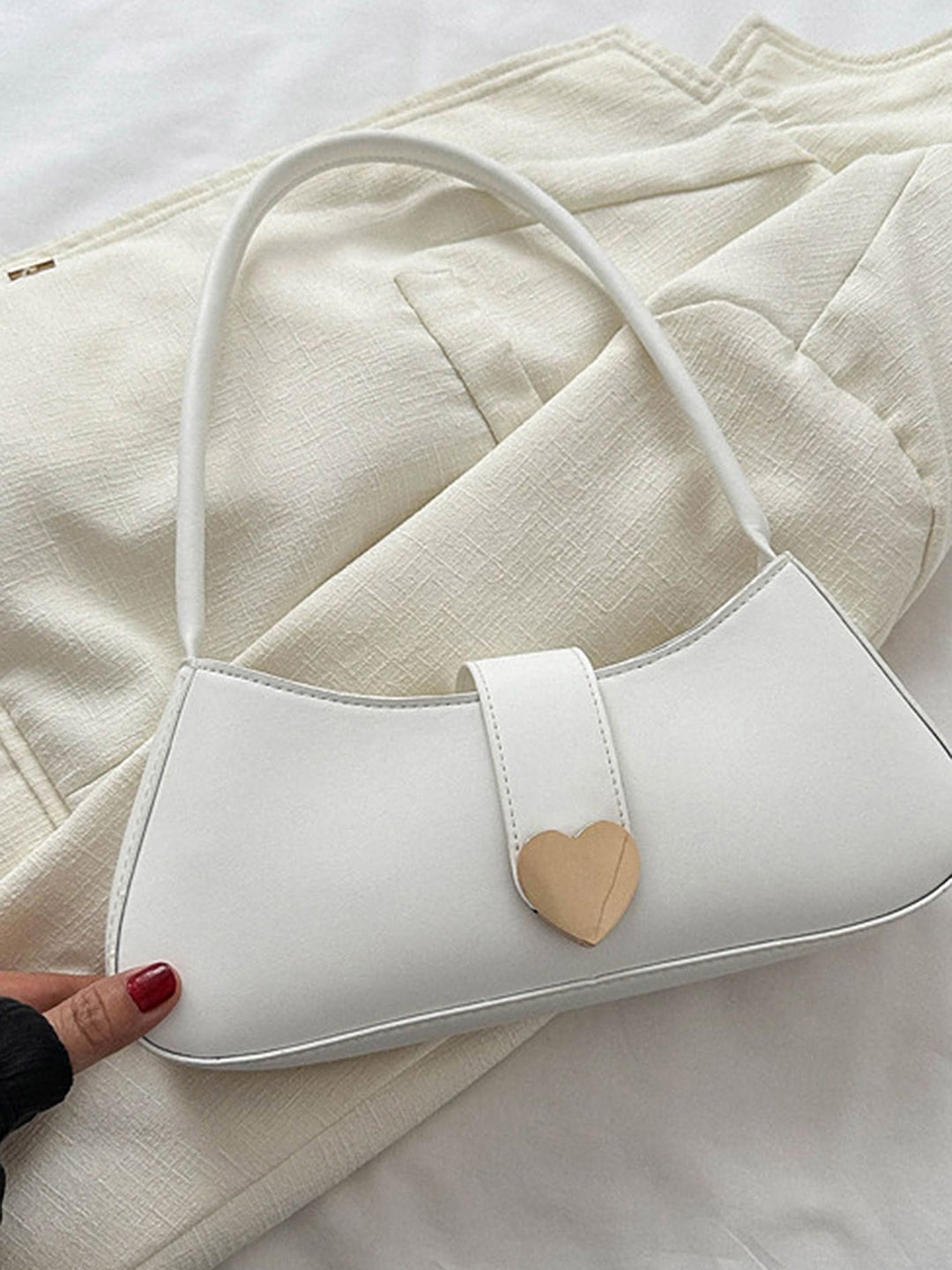 

LULU & SKY PU Structured Handheld Bag with Tasselled, White