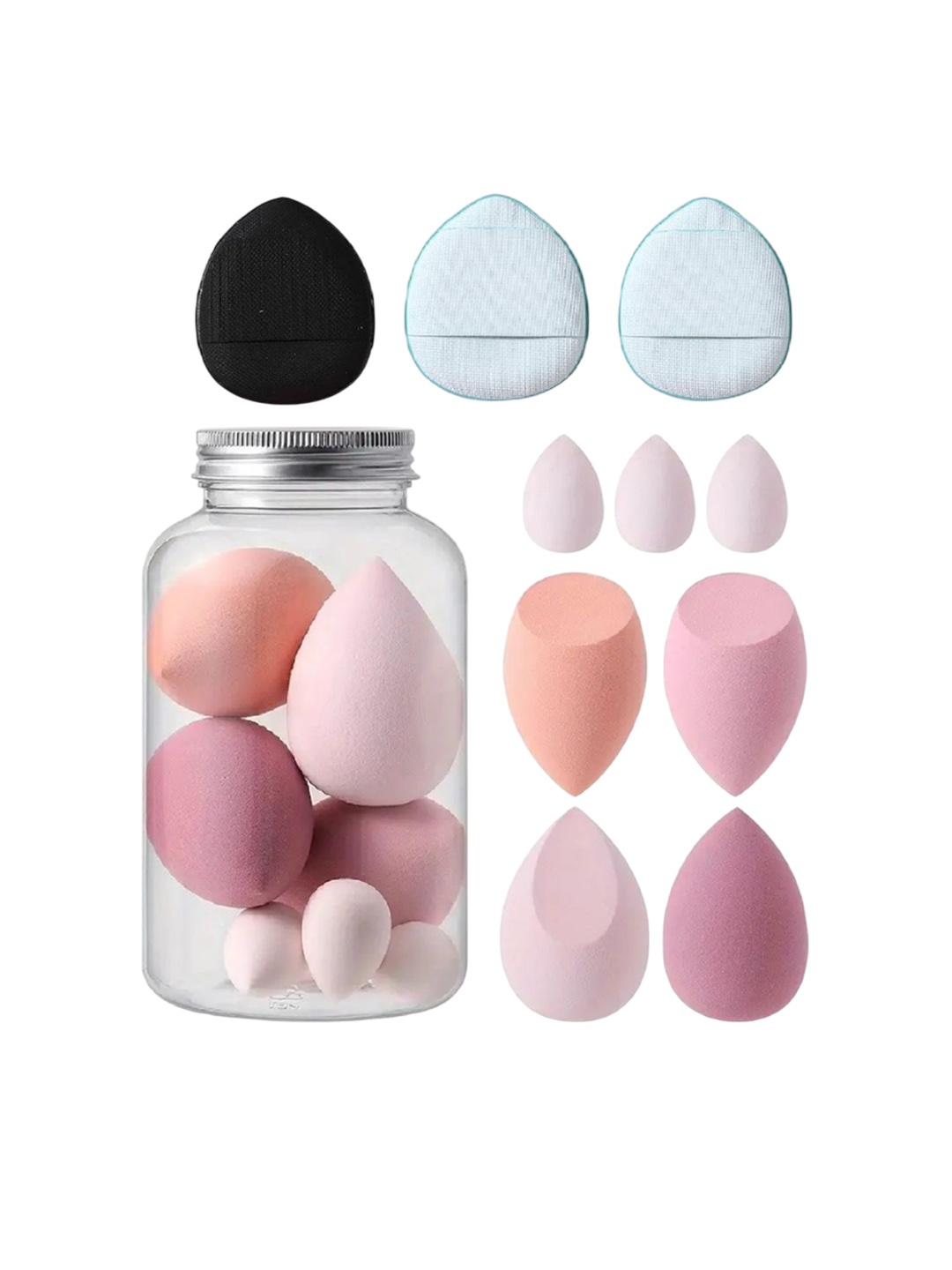 

Gonegal Set Of 10 Soft Egg Shaped Blender Sponge & Finger Puff, Pink