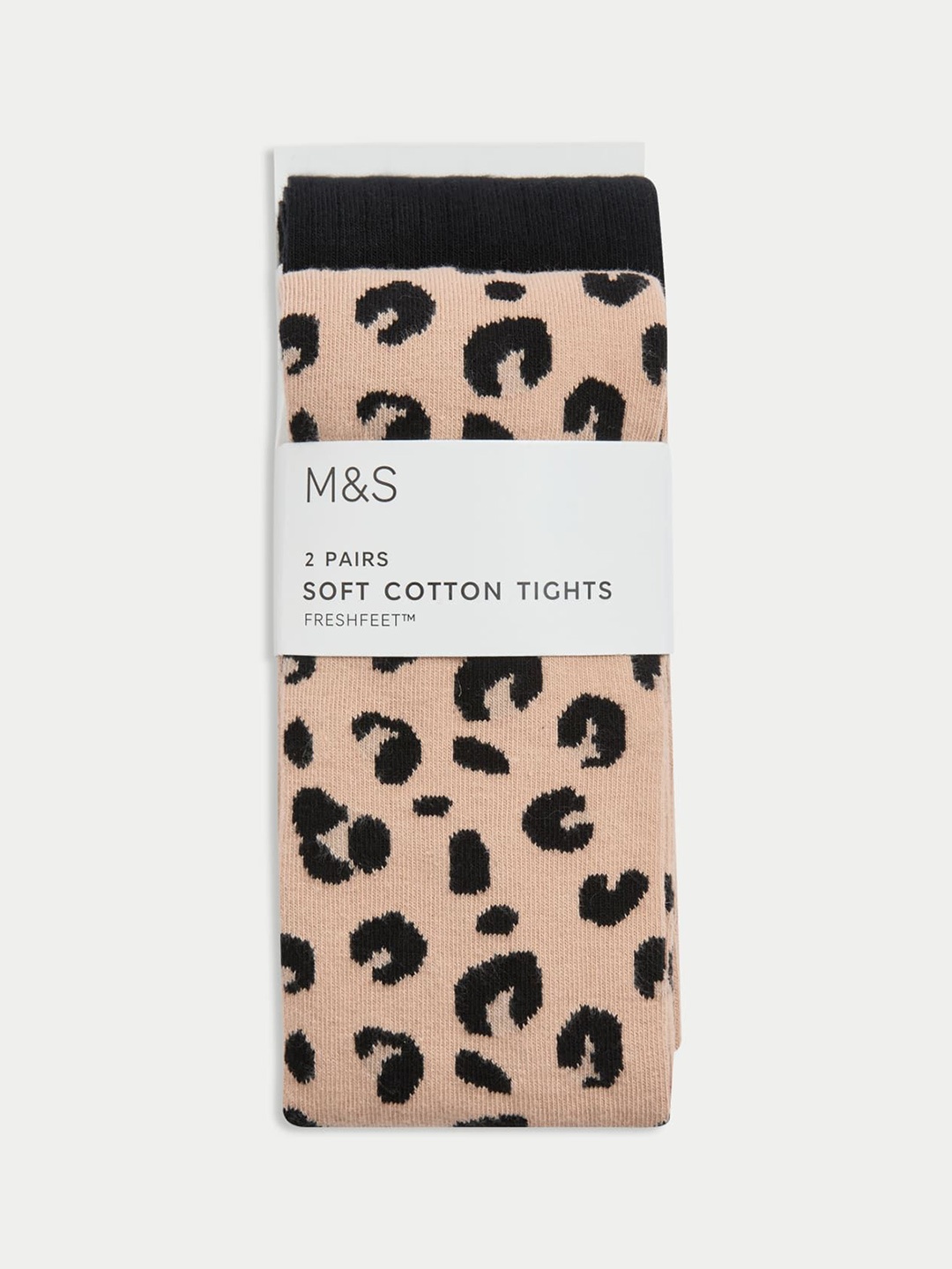 

Marks & Spencer Girls Pack Of 2 Printed Ribbed Tights, Beige