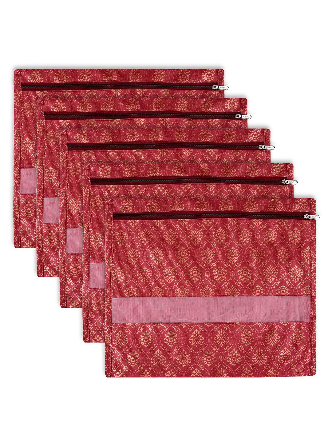 

Kuber Industries Maroon Pack of 5 Printed Non-Woven Multi-Utility Organisers