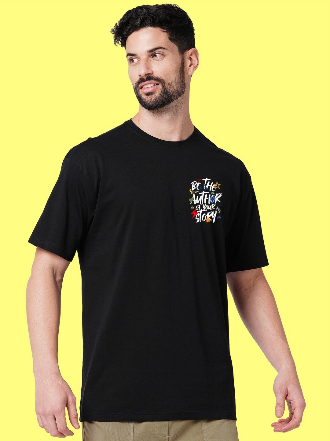 

Wear Your Opinion Men Graphic Printed Oversized Tshirt, Black