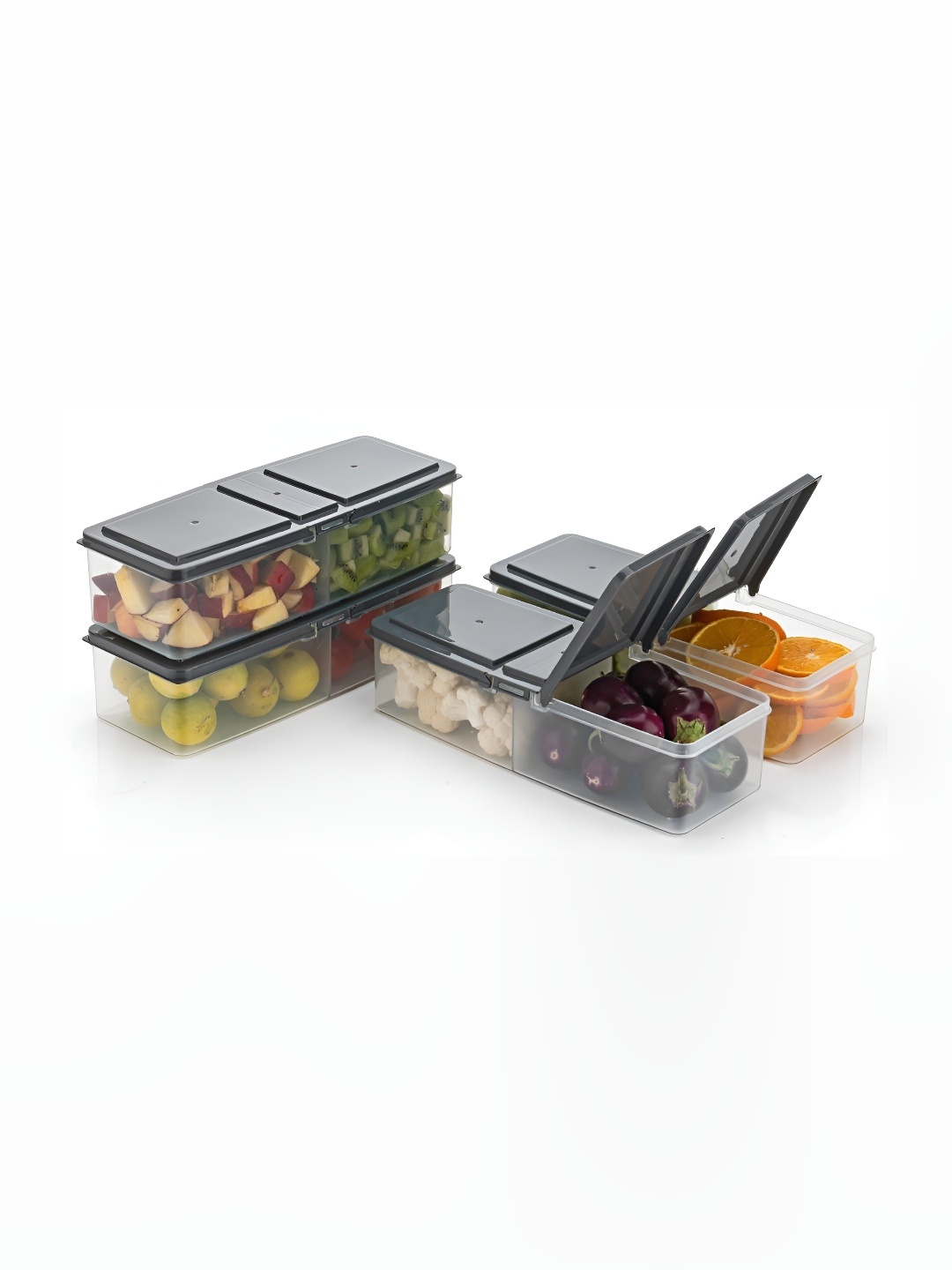 

HASHONE Grey & Transparent 4 Pieces Easy to Clean Fridge Container 1.7L
