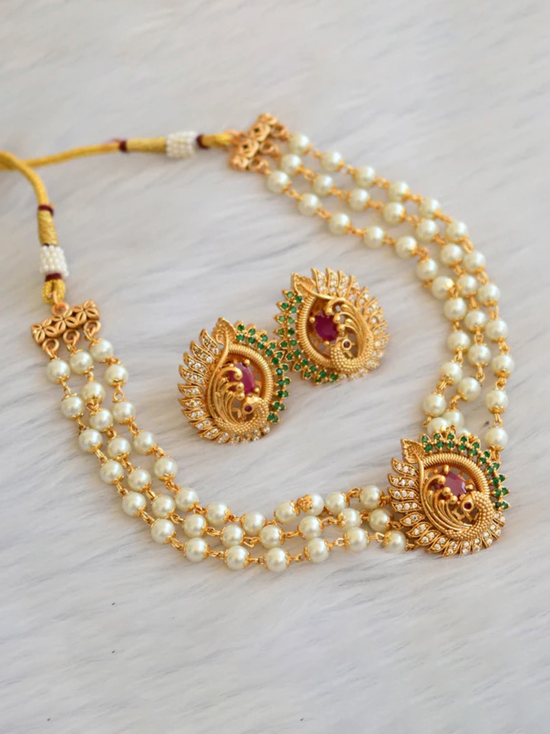 

Rangrozo Jewellery Gold-Plated Stone-Studded Jewellery Set