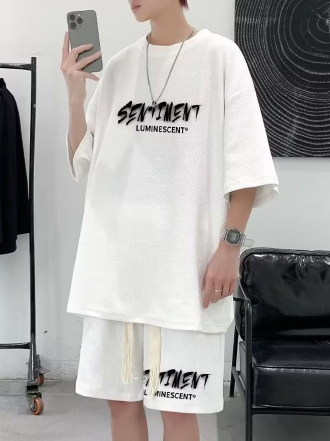 

StyleCast White Printed T-shirt With Shorts