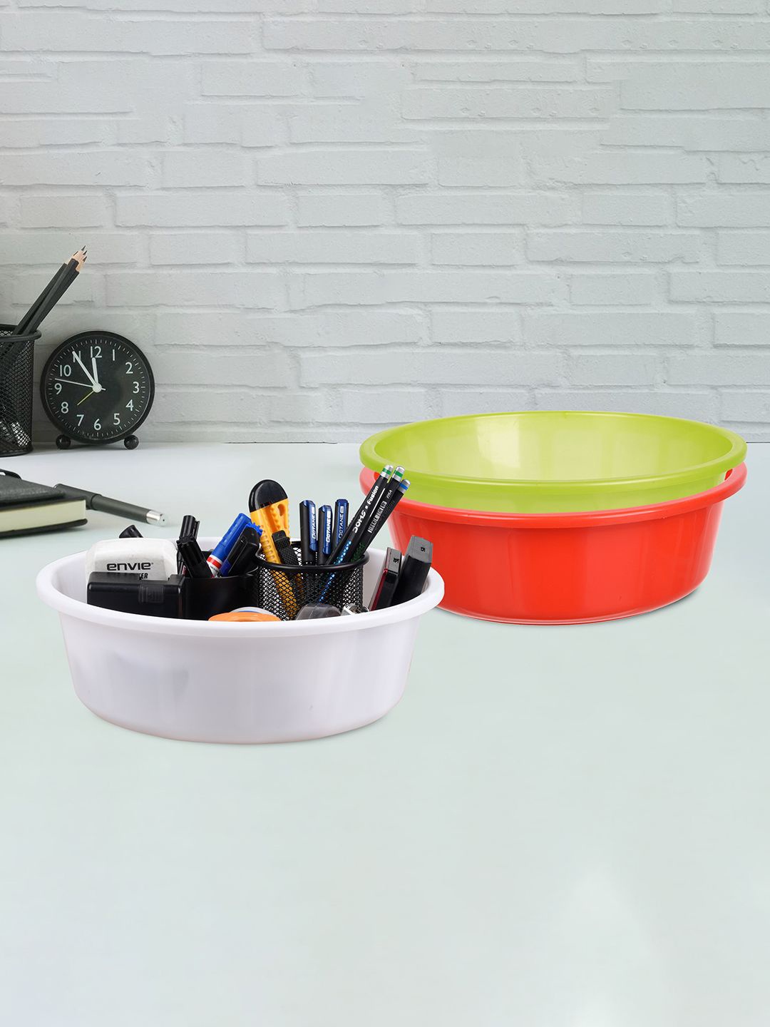 

Kuber Industries Red and Green 3 Pieces Multipurpose Storage Desk Organisers
