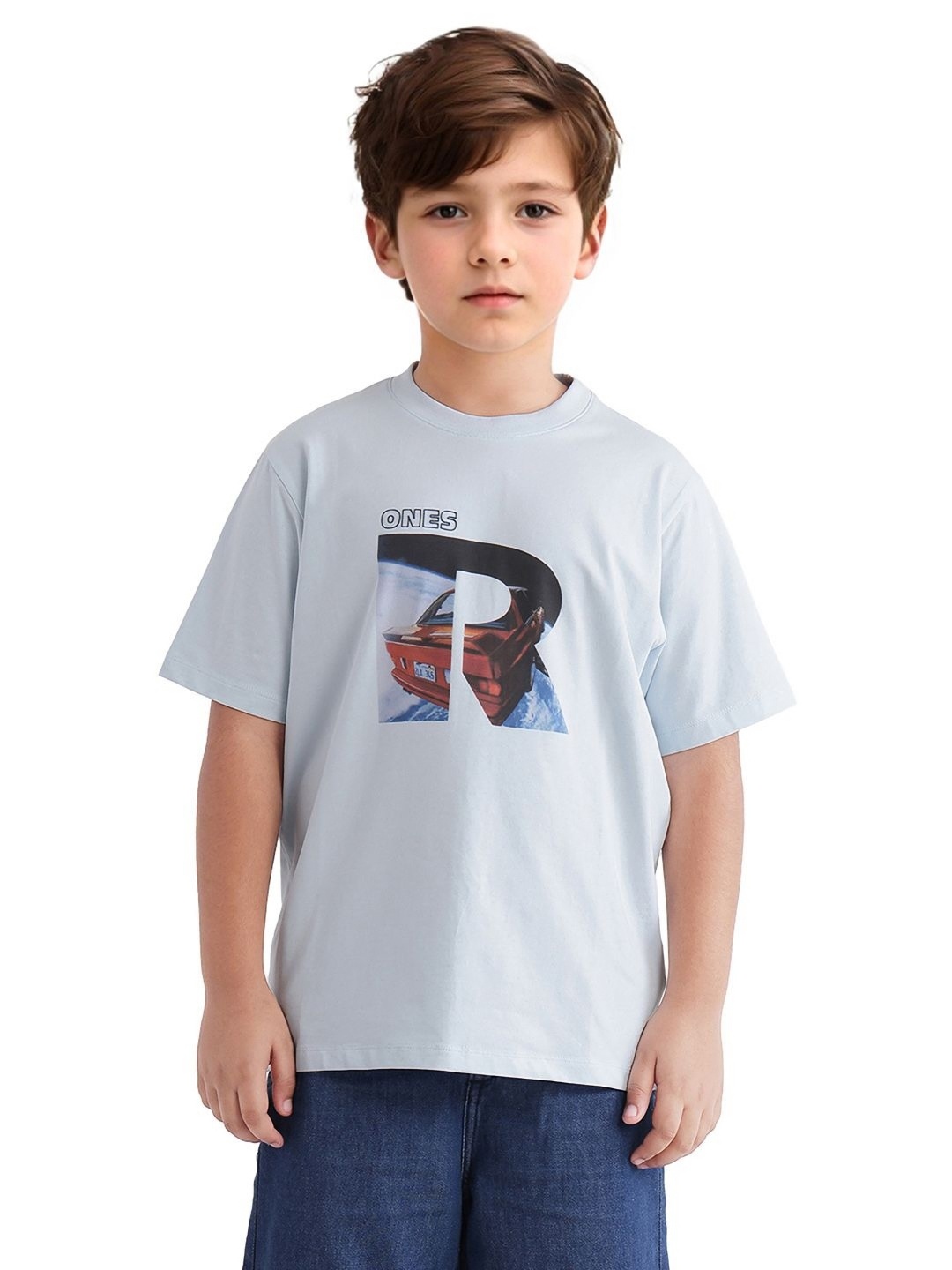 

RARE ONES Boys Typography Printed Round Neck Cotton T-shirt, Blue