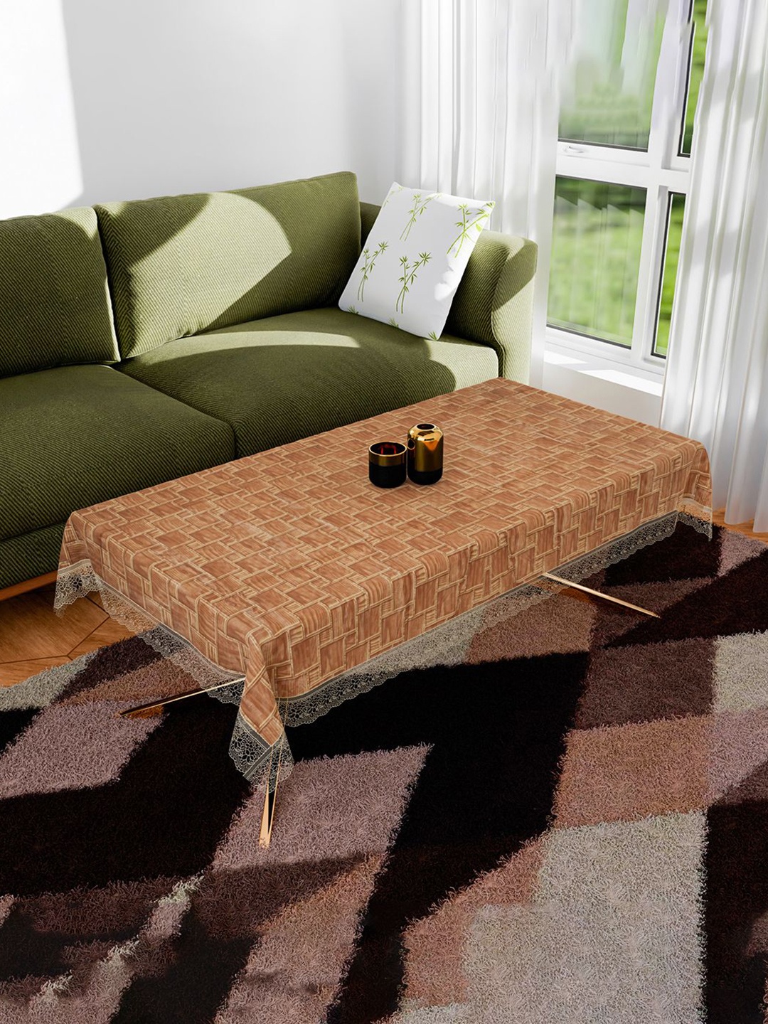 

Kuber Industries Gold-Toned & Beige Printed 4-Seater Table Cover