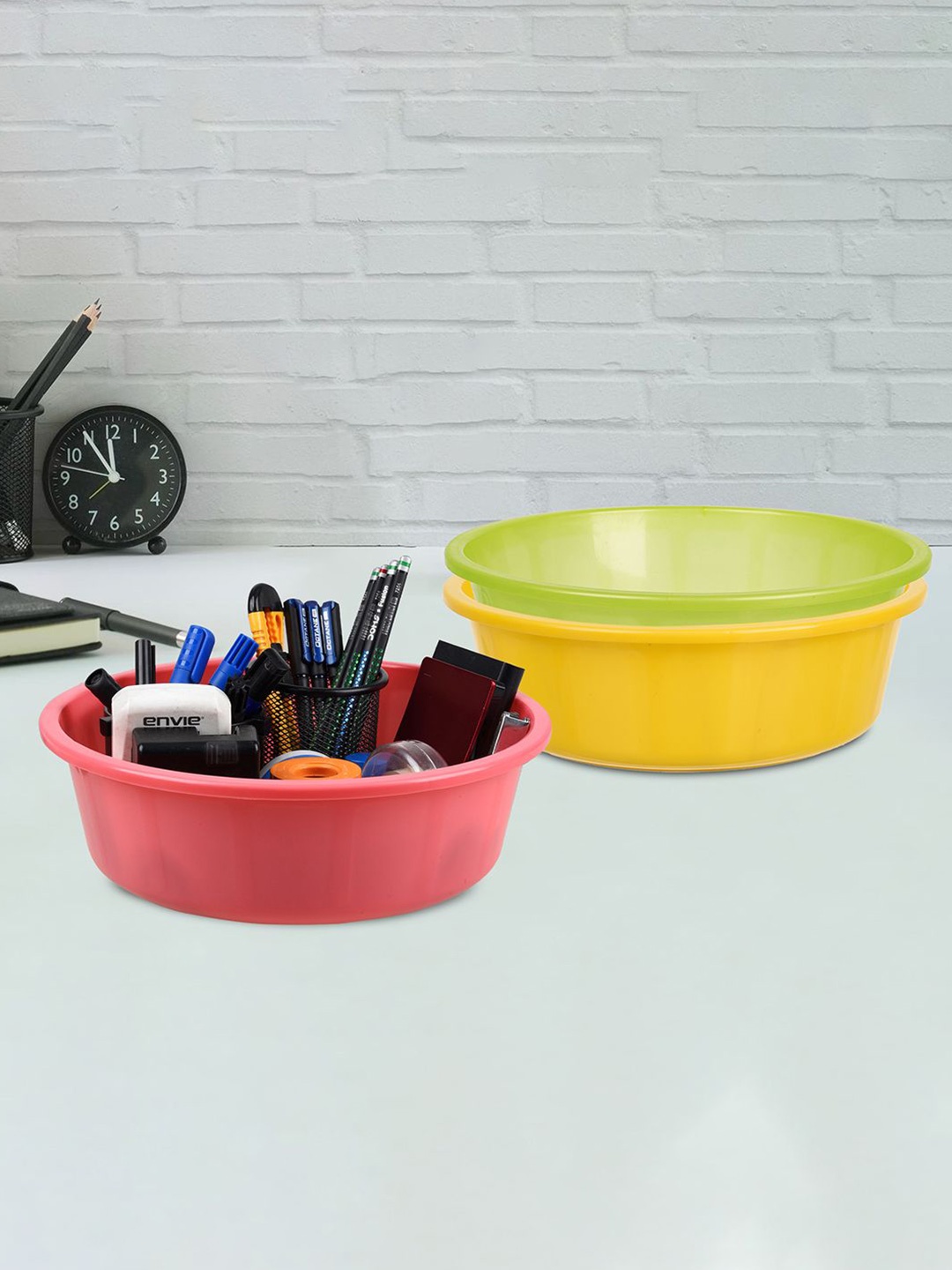 

Kuber Industries Yellow and Green 3 Pieces Multipurpose Storage Desk Organisers
