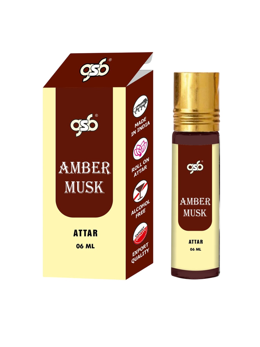 

GSB Amber Musk Alcohol Free & Long Lasting Roll On Attar - 6 ml, Transparent