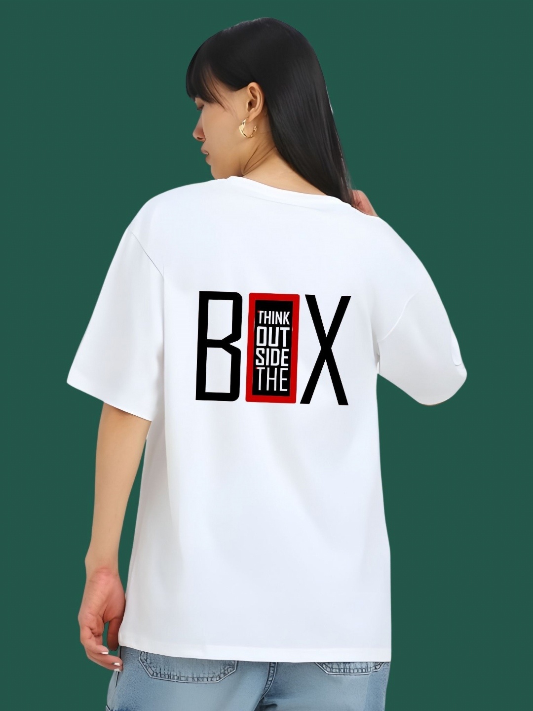 

DressBerry Women Typography Printed Round Neck Cotton Oversized T-shirt, White