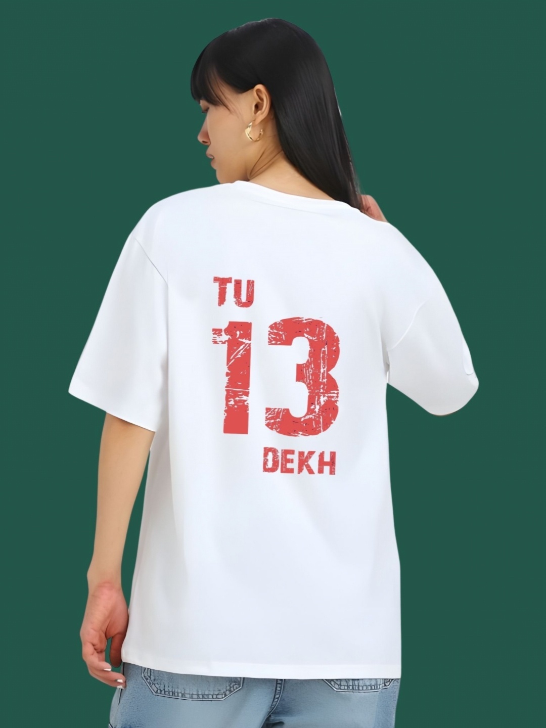 

DressBerry Women Typography Printed Round Neck Cotton Oversized T-shirt, White