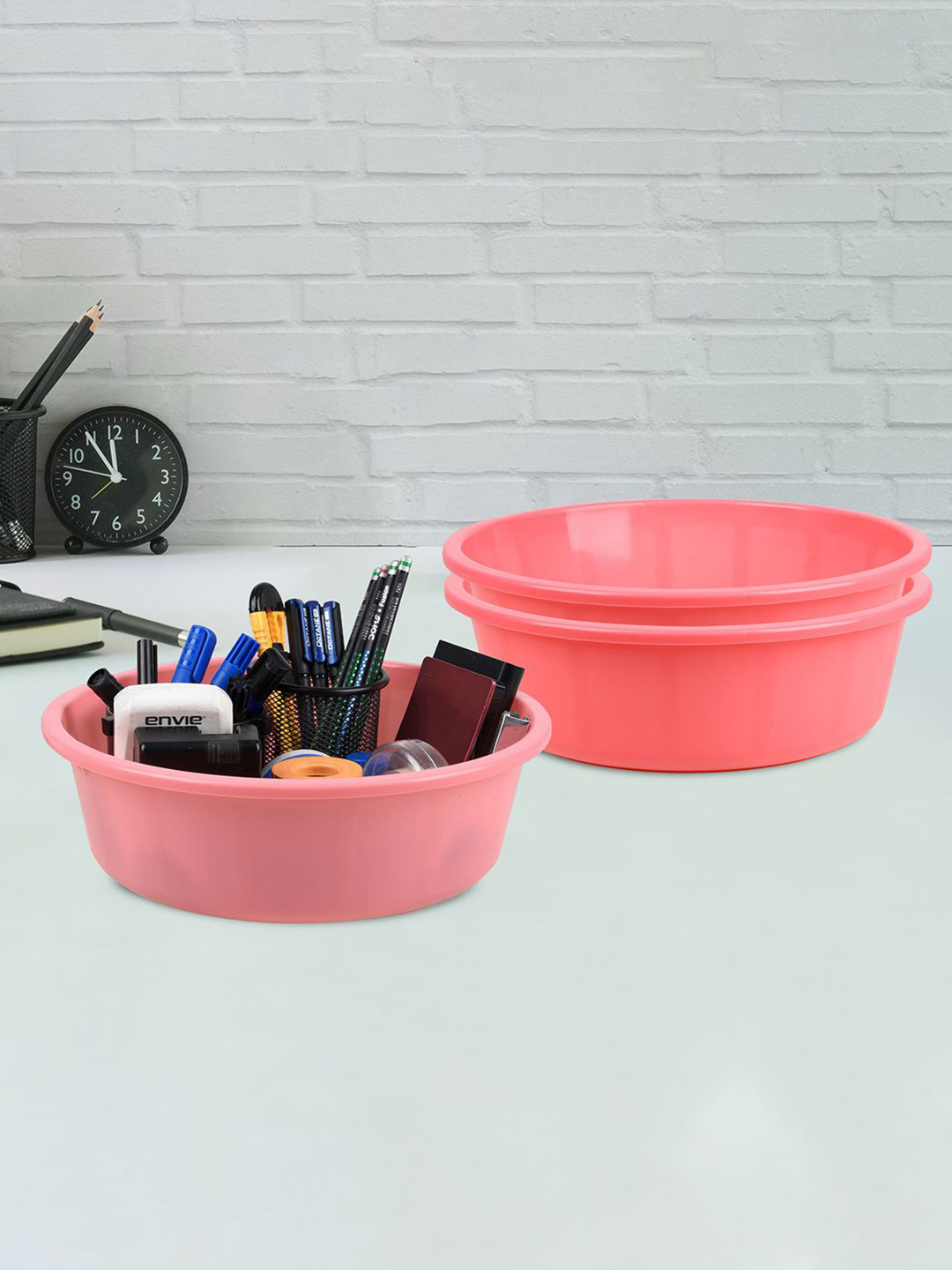 

Kuber Industries Pink 3 Pieces Multipurpose Storage Tub Organizer 6L