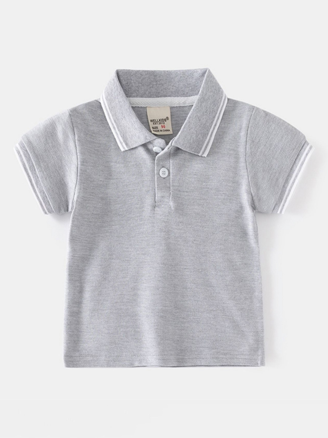 

LULU & SKY Boys Polo Collar Organic Cotton T-shirt, Grey