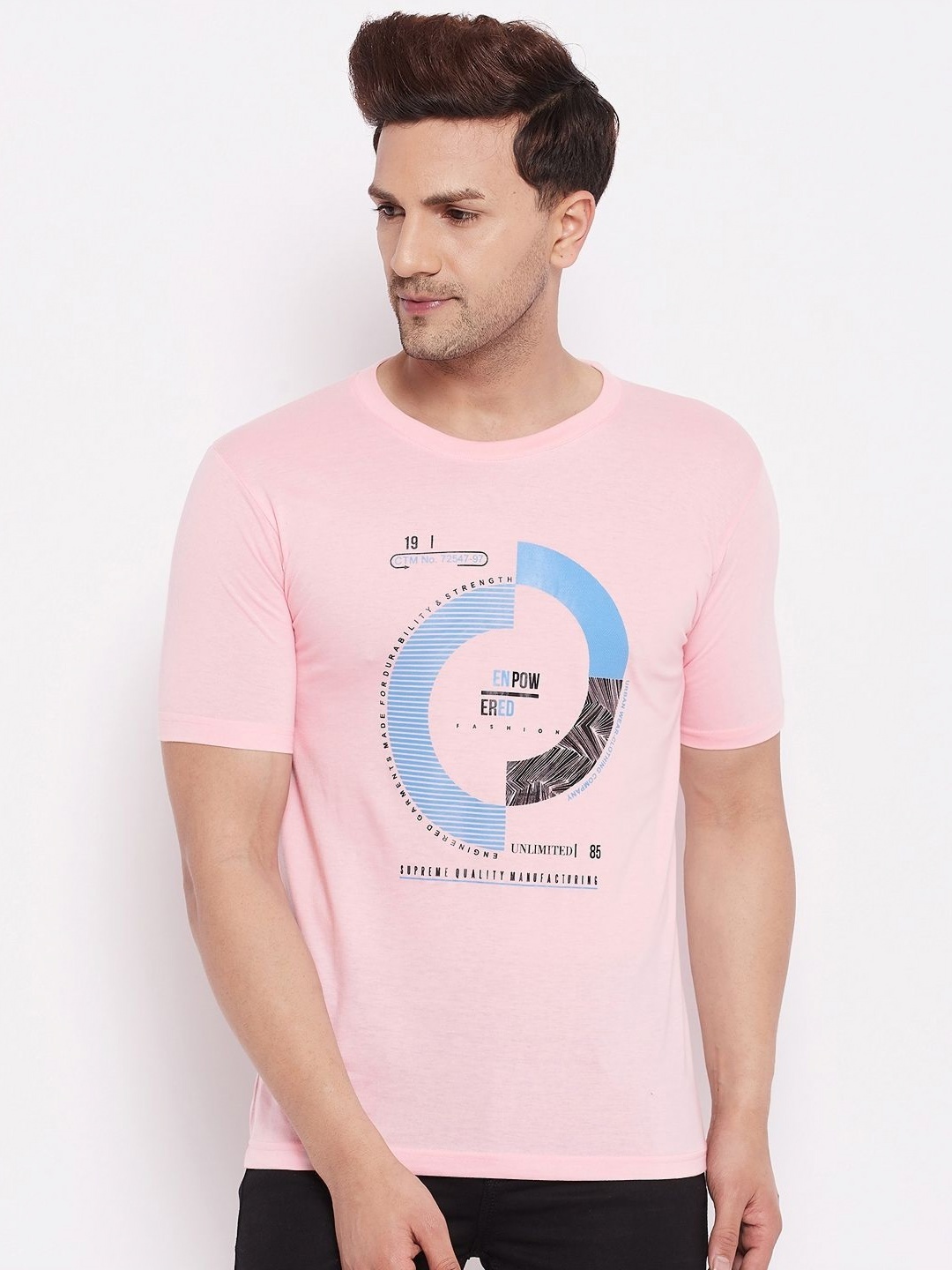 

LYCOS Men Graphic Printed Round Neck Cotton T-shirt, Pink