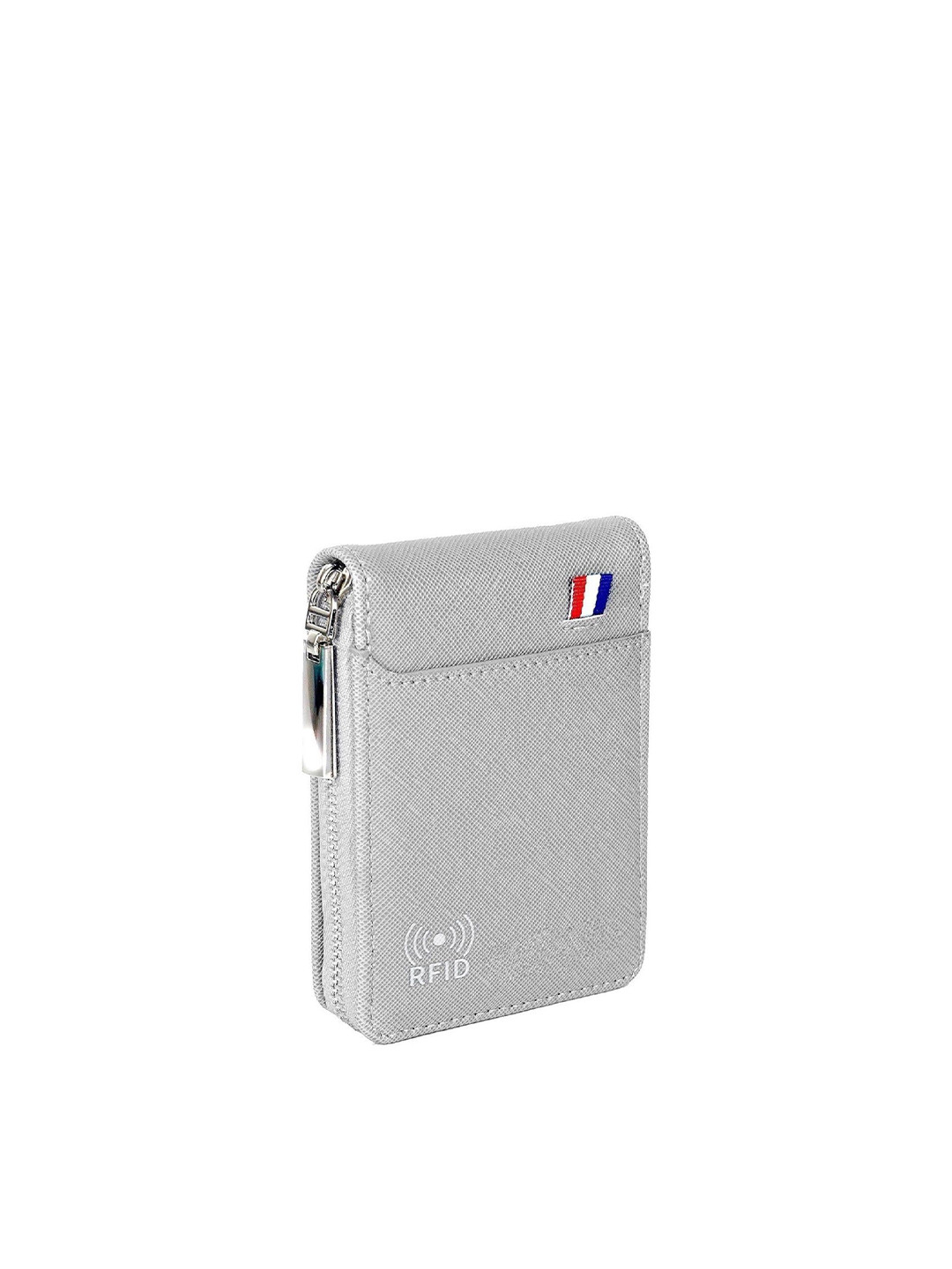 

WATCHSTAR Men Zip Detail Leather Card Holder, Grey
