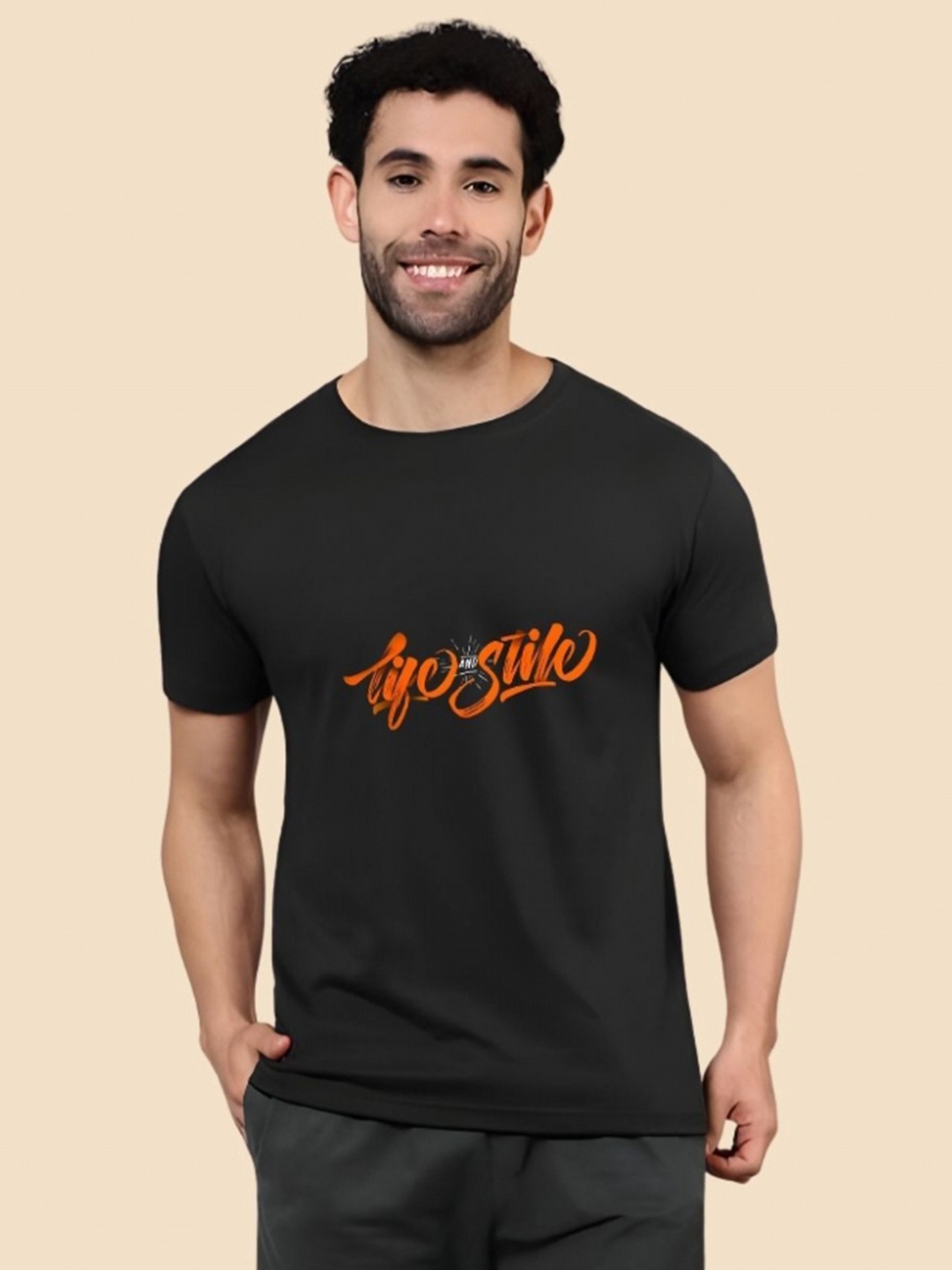 

SZN Men Typography Printed Round Neck Cotton T-shirt, Black
