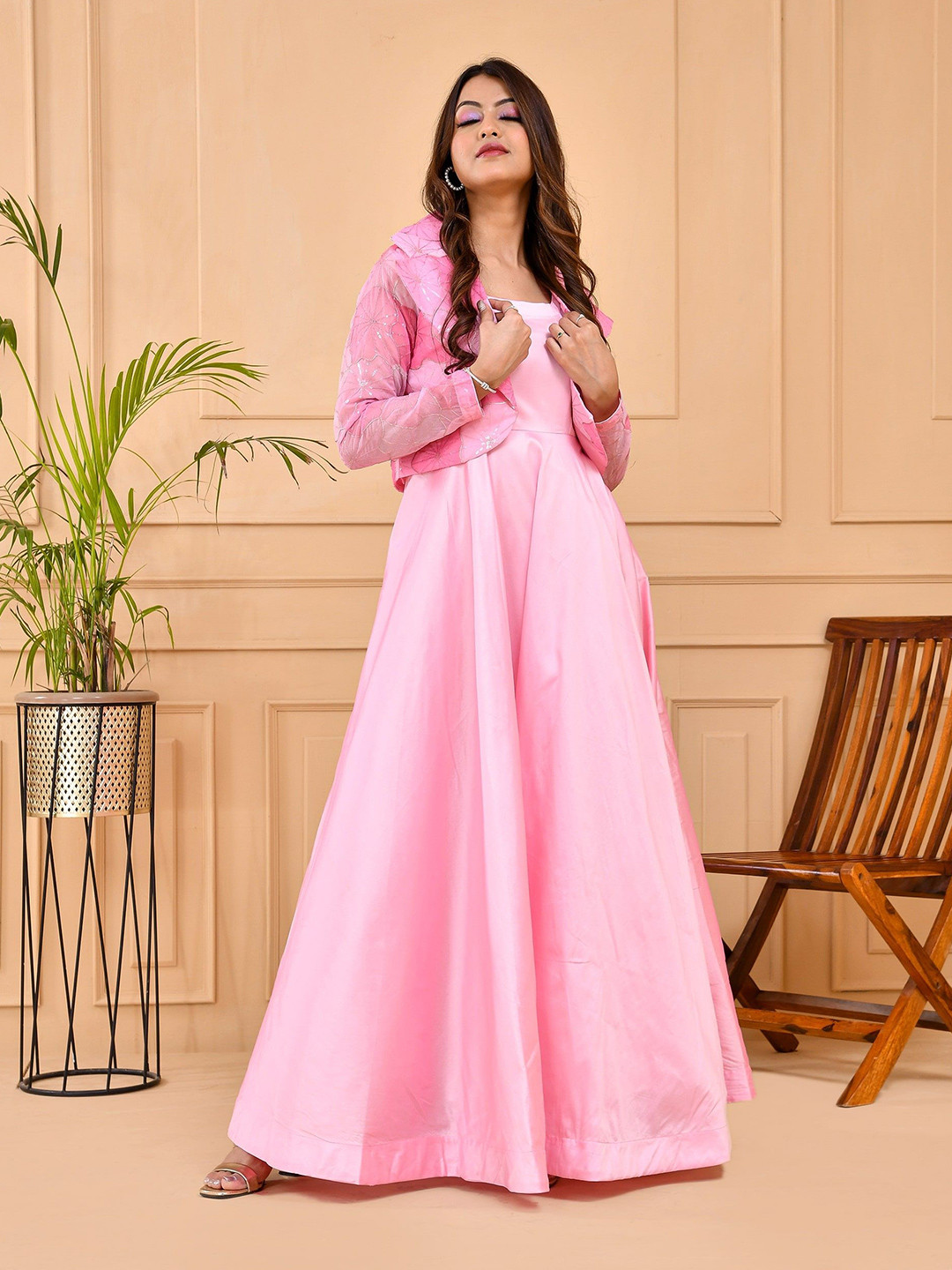 

DRESENCE Women Maxi Dress With Jacket, Pink