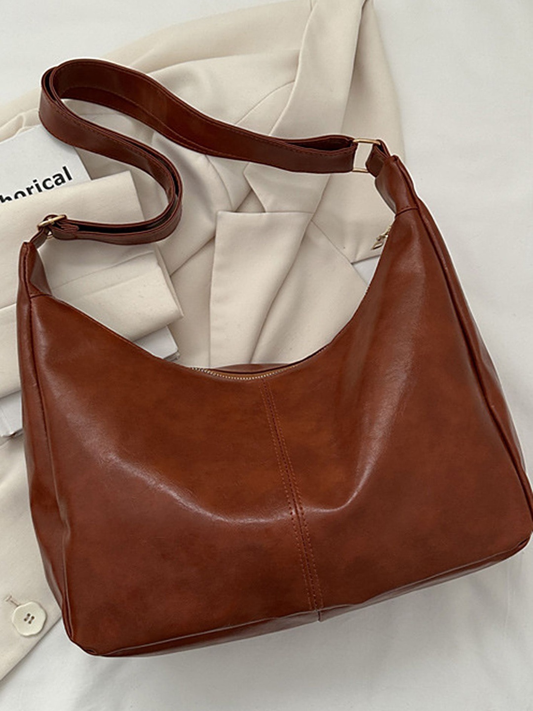 

LULU & SKY PU Oversized Structured Shoulder Bag with Tasselled, Red