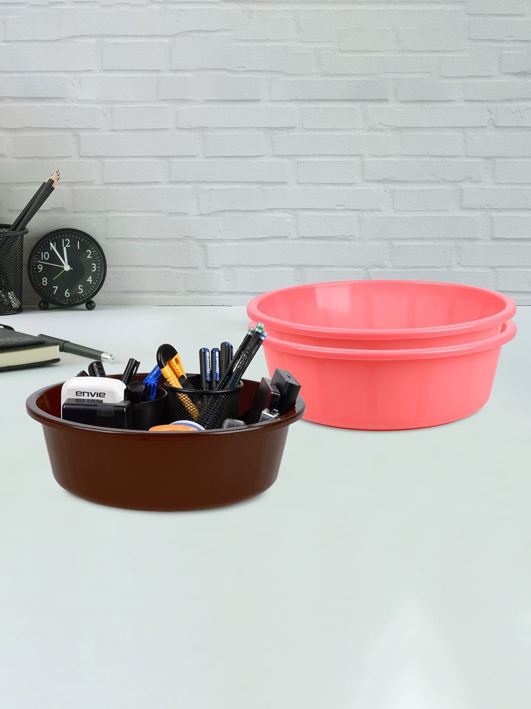 

Kuber Industries Pink & Brown 3 Pieces Regular Multi-Utility Organisers