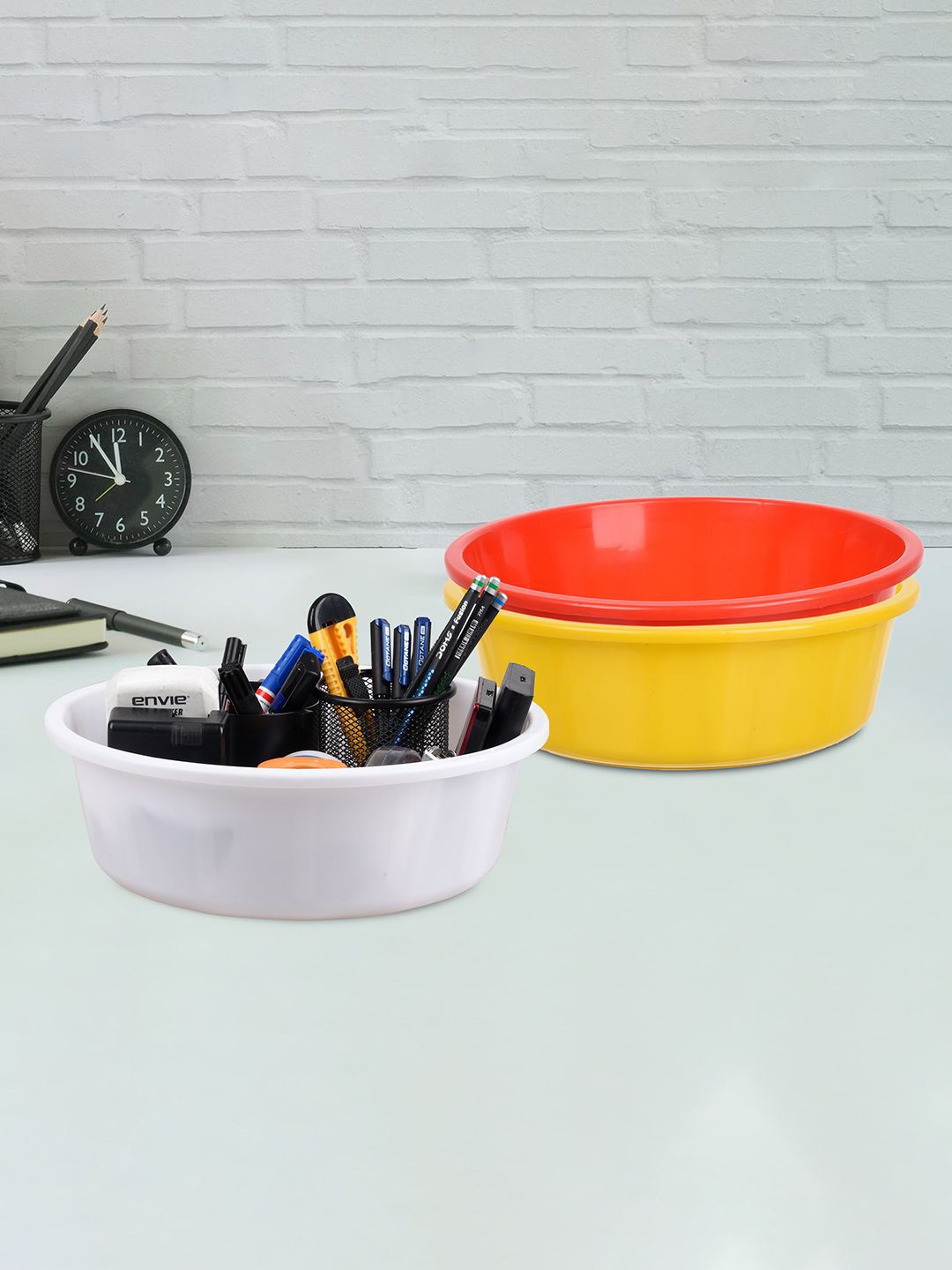 

Kuber Industries Yellow and Red 3 Pieces Multi-Utility Organisers