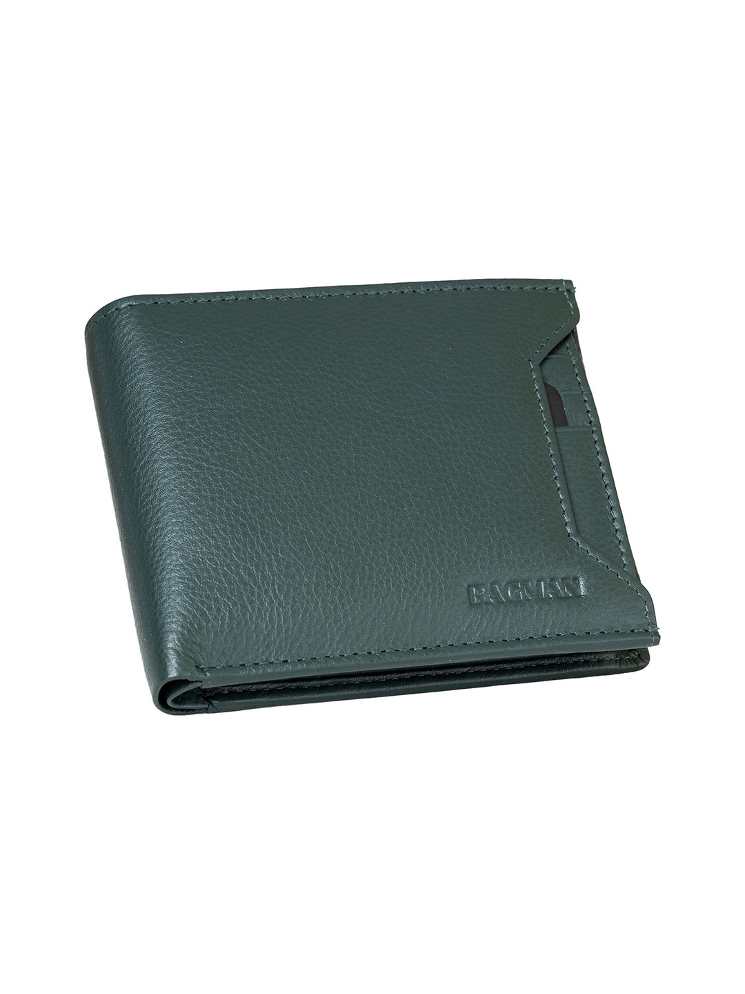 

BAGMAN Men Leather Two Fold Wallet, Green
