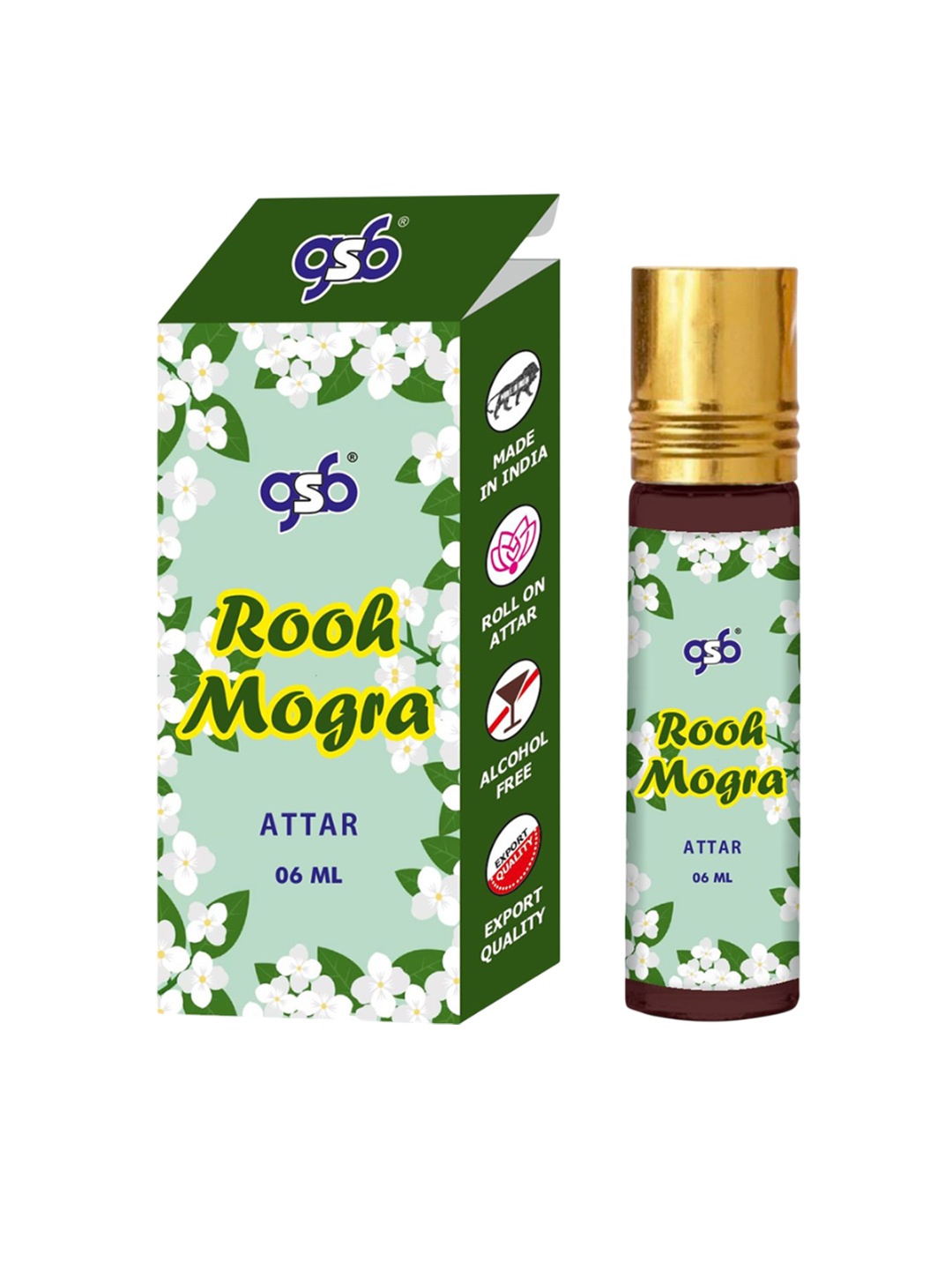 

GSB Rooh Mogra Pure Natural Long Lasting Alcohol Free Attar 6 ml, Transparent