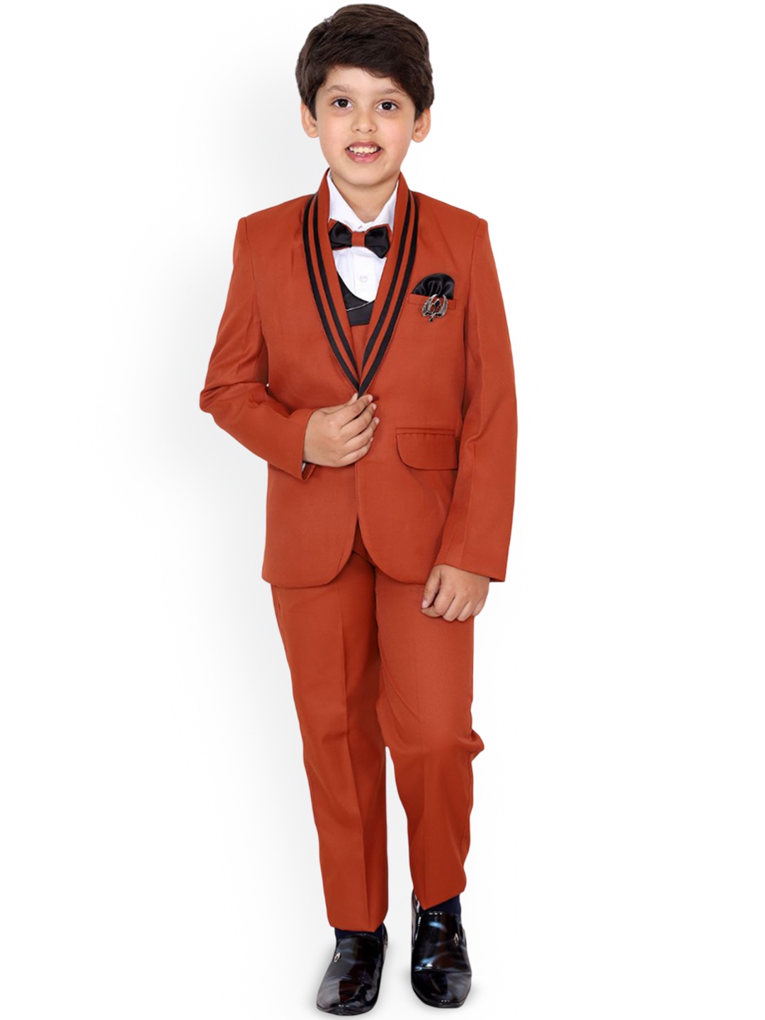 

BAESD Boys Single-Breasted 5-Piece Suit, Brown