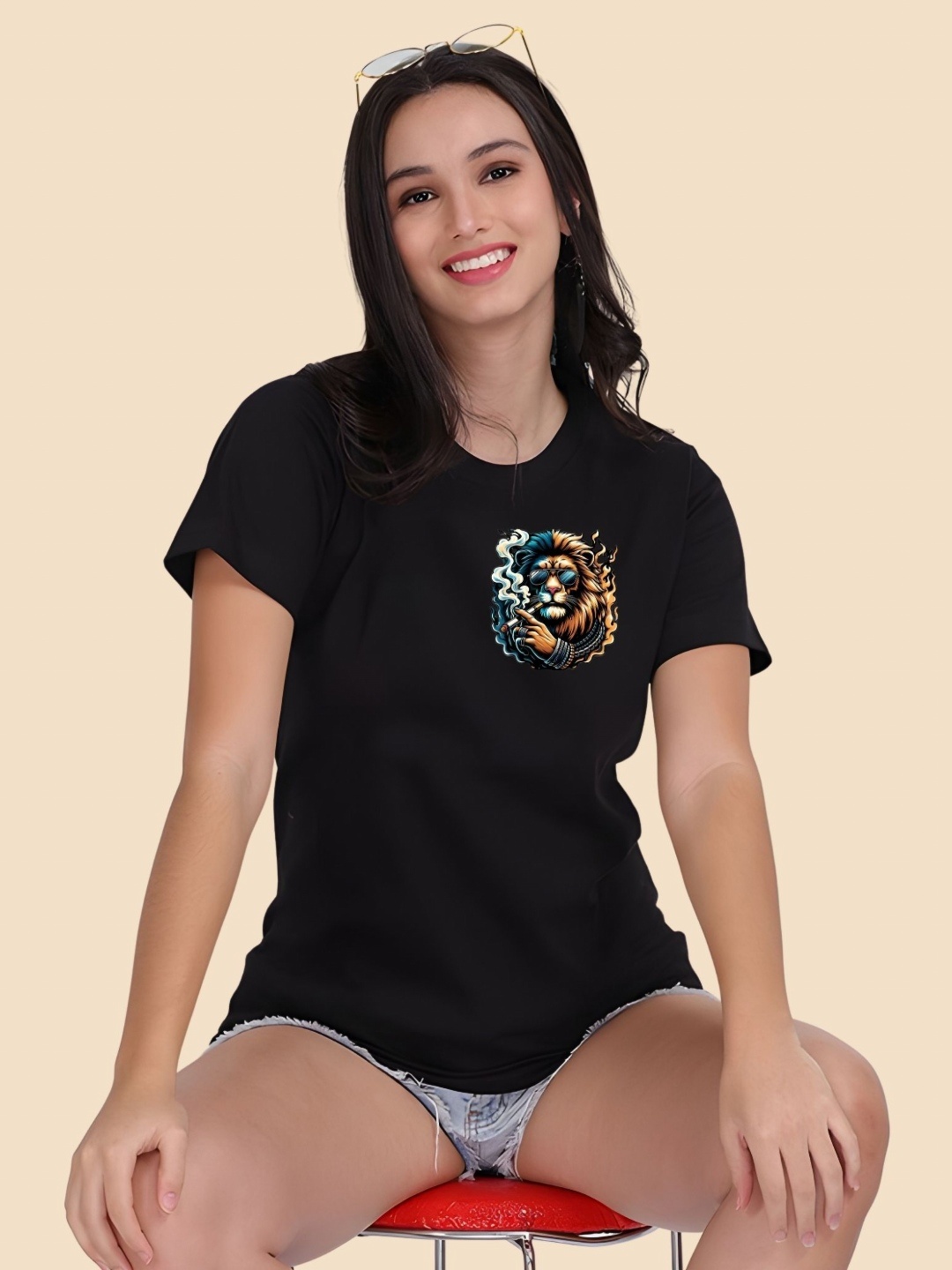 

SZN Women Drop-Shoulder Sleeves T-shirt, Black