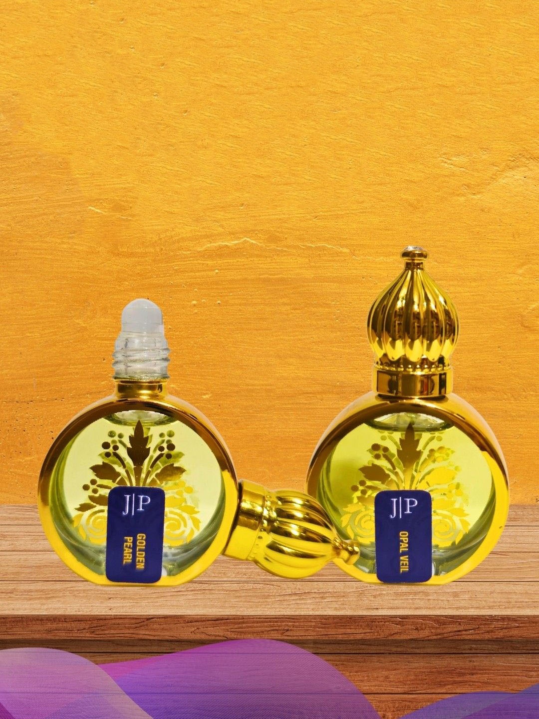 

Jeval Set Of 2 Opal Veil & Golden Pearl Alcohol Free Attar - 10 ml Each, Gold