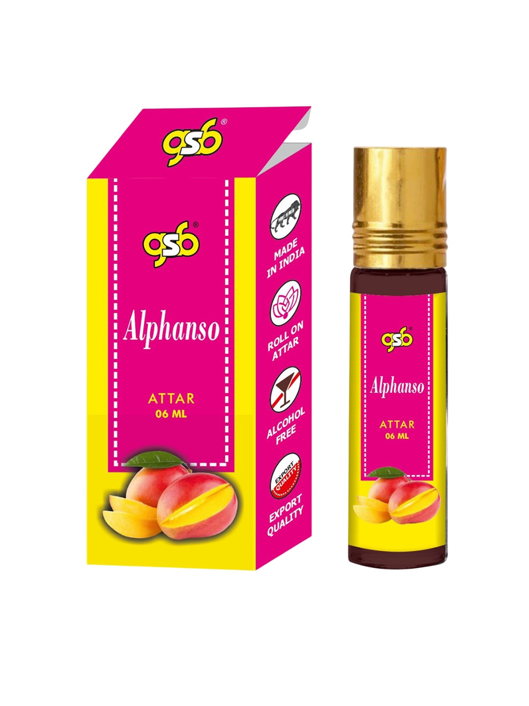 

GSB Alphanso Pure Natural Long Lasting Alcohol Free Attar 6 ml, Transparent