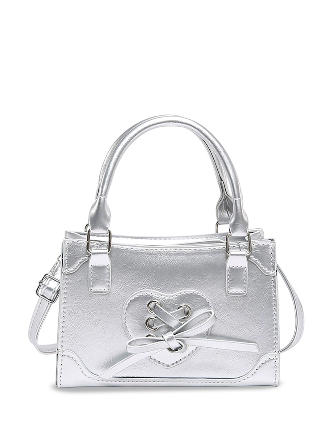 

LULU & SKY PU Oversized Structured Handheld Bag, Silver