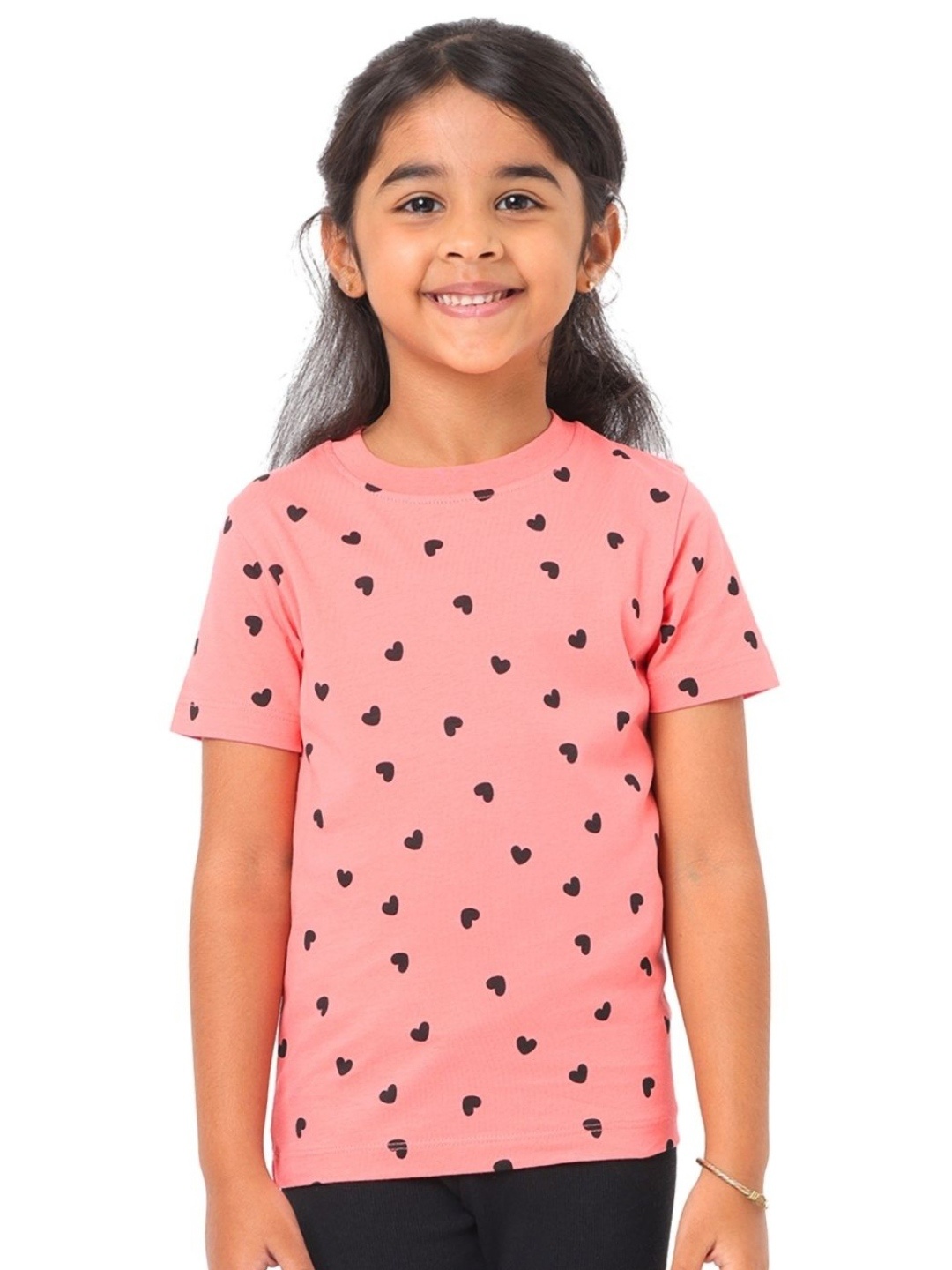 

Nuego Kids Girls Graphic Printed Bio Finish Round Neck Half Sleeve Cotton T-shirt, Red