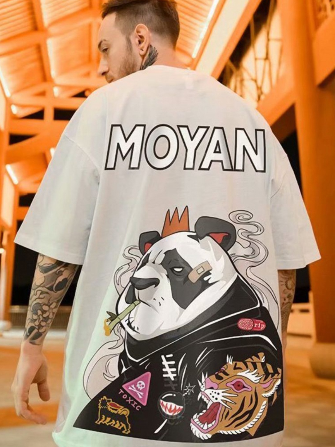 

StyleCast Men Graphic Printed Round Neck Relaxed Fit T-shirt, White