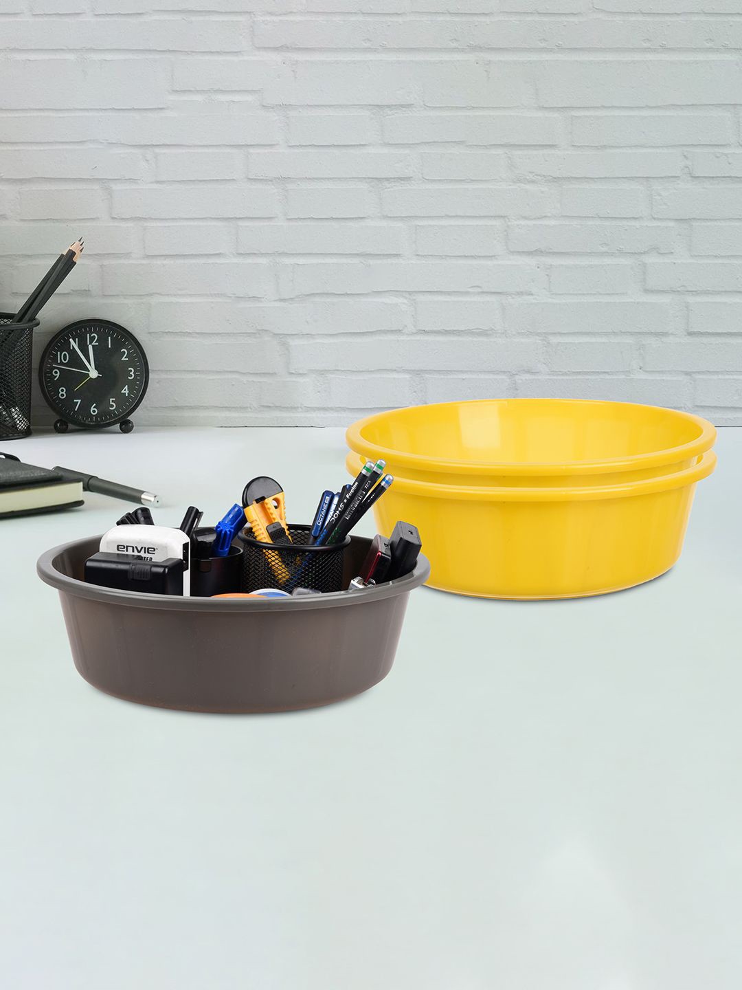 

Kuber Industries Yellow & Grey 3 Pieces Regular Desk Organisers