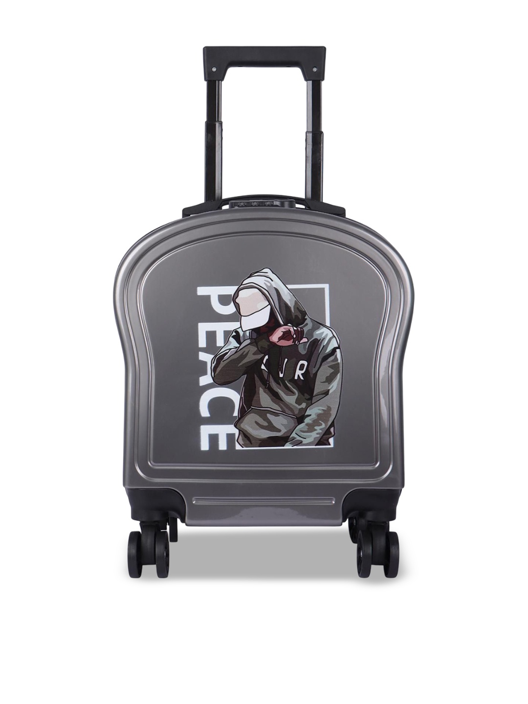 

Polo Class Kids Printed Hard Sided Waterproof Trolley Bag, Black