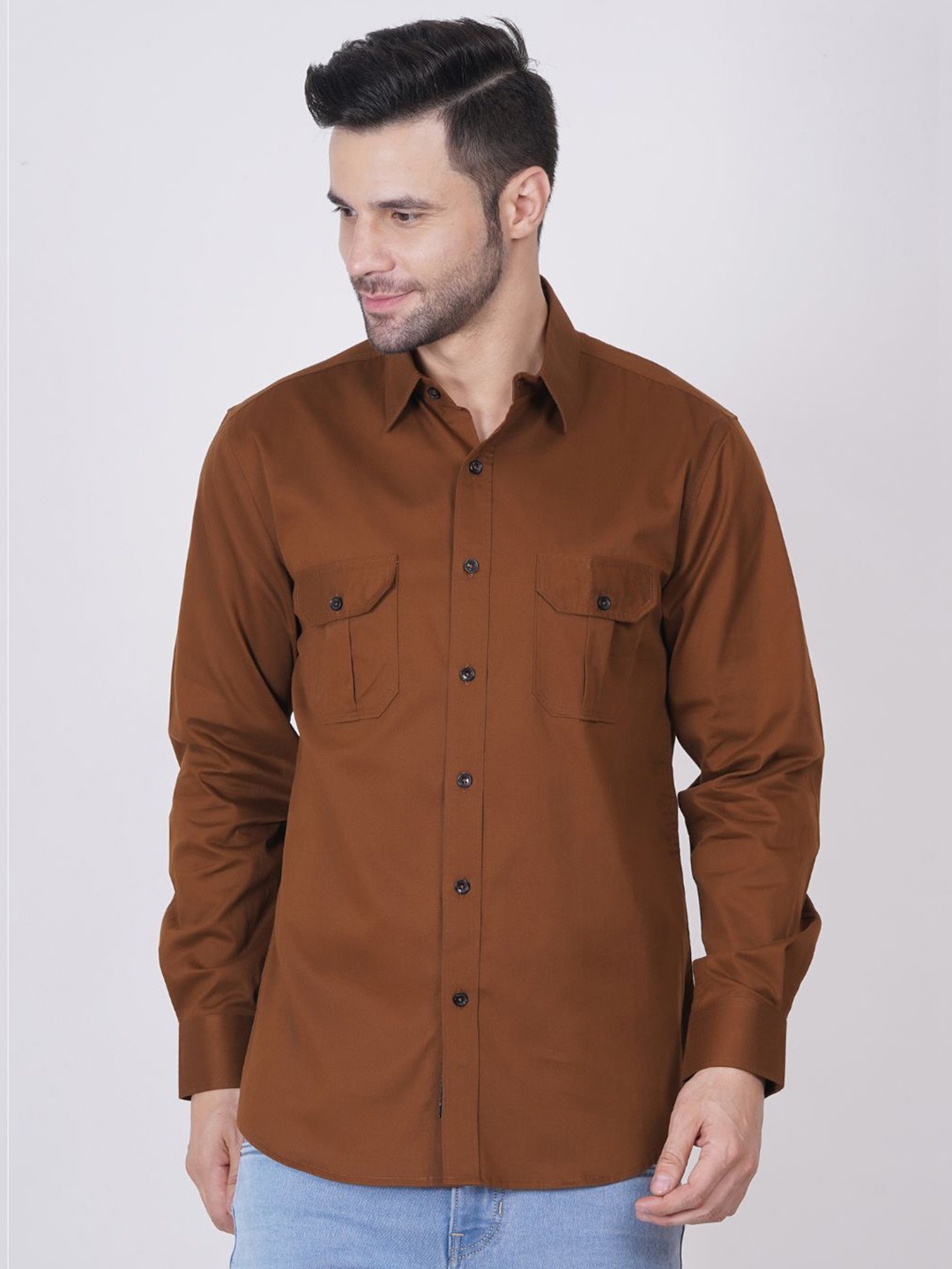 

ASHTOM Men Standard Opaque Casual Shirt, Brown