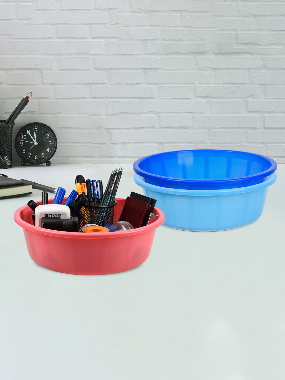 

Kuber Industries Blue and Pink 3 Pieces Multipurpose Storage Desk Organisers