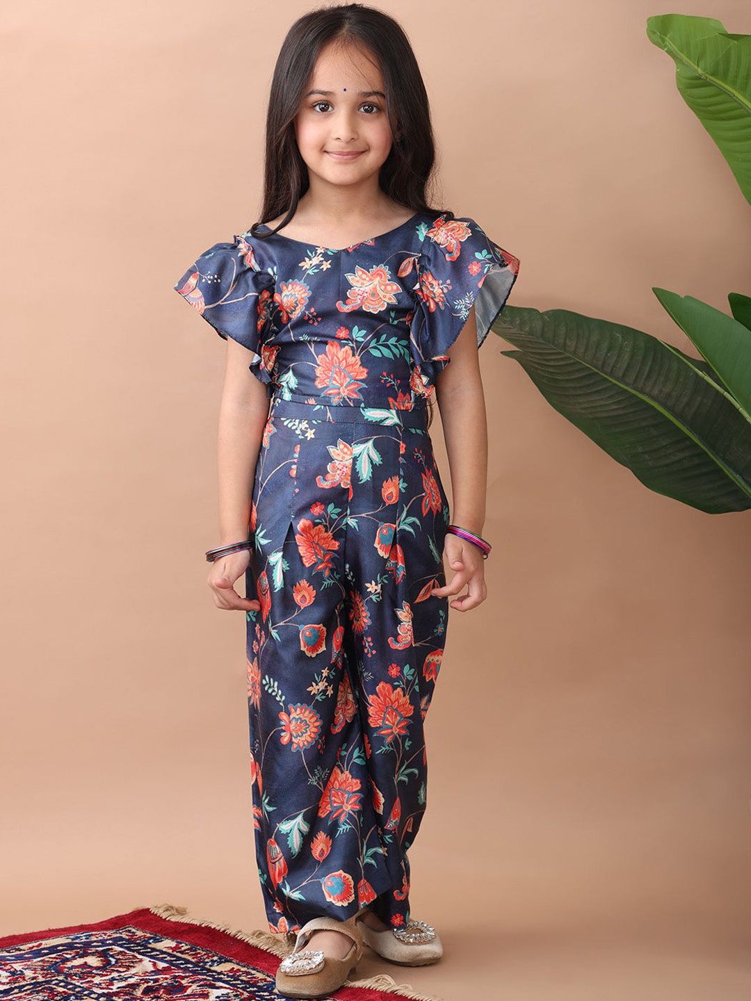 

Here&Now X Kinder Kids Girls Floral Printed Top & Trousers, Blue