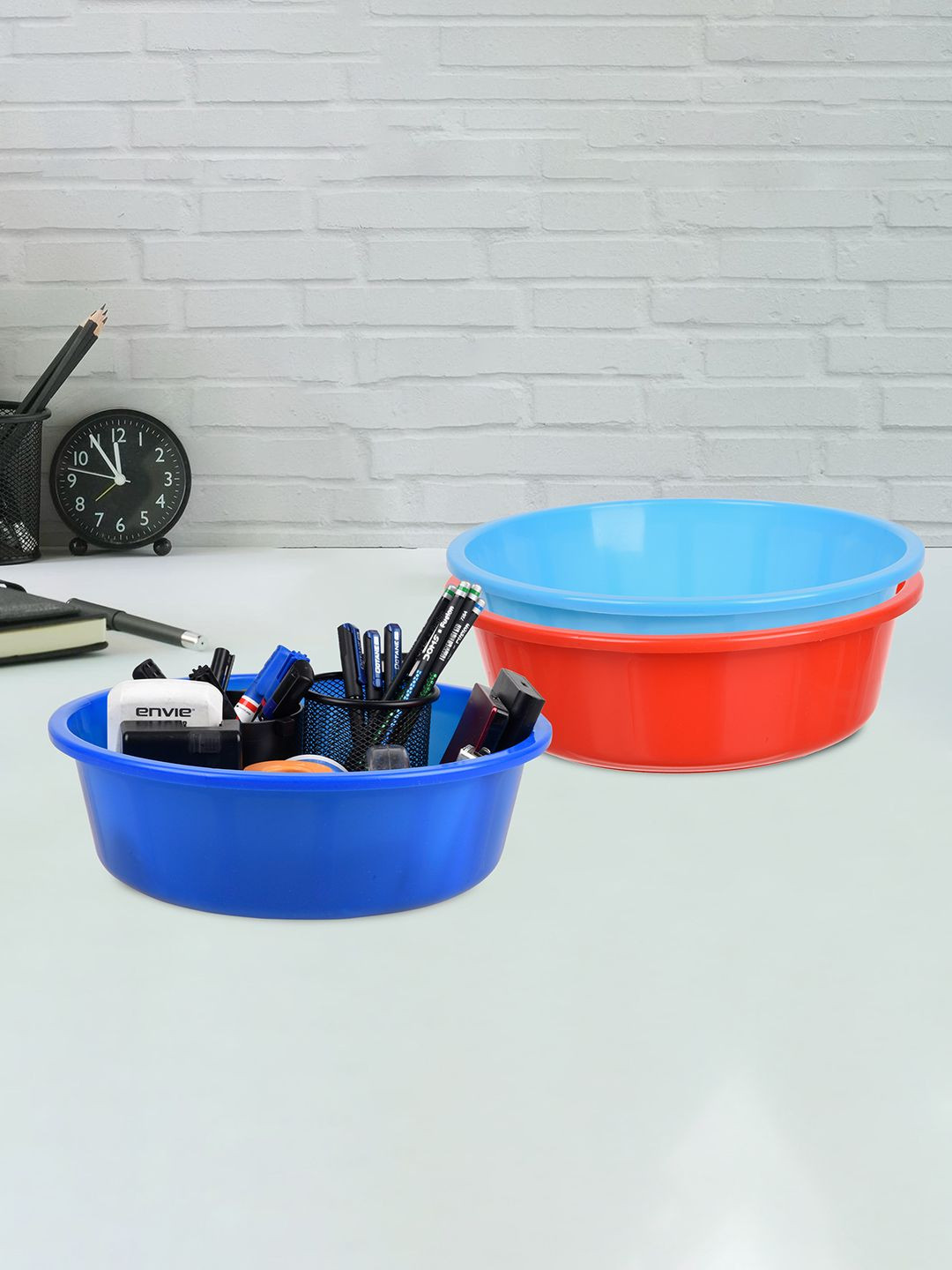 

Kuber Industries Red & Blue 3 Pieces Regular Desk Organisers