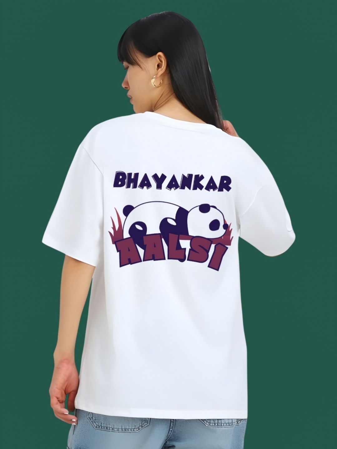 

DressBerry Women Graphic Printed Round Neck Cotton Oversized T-shirt, White