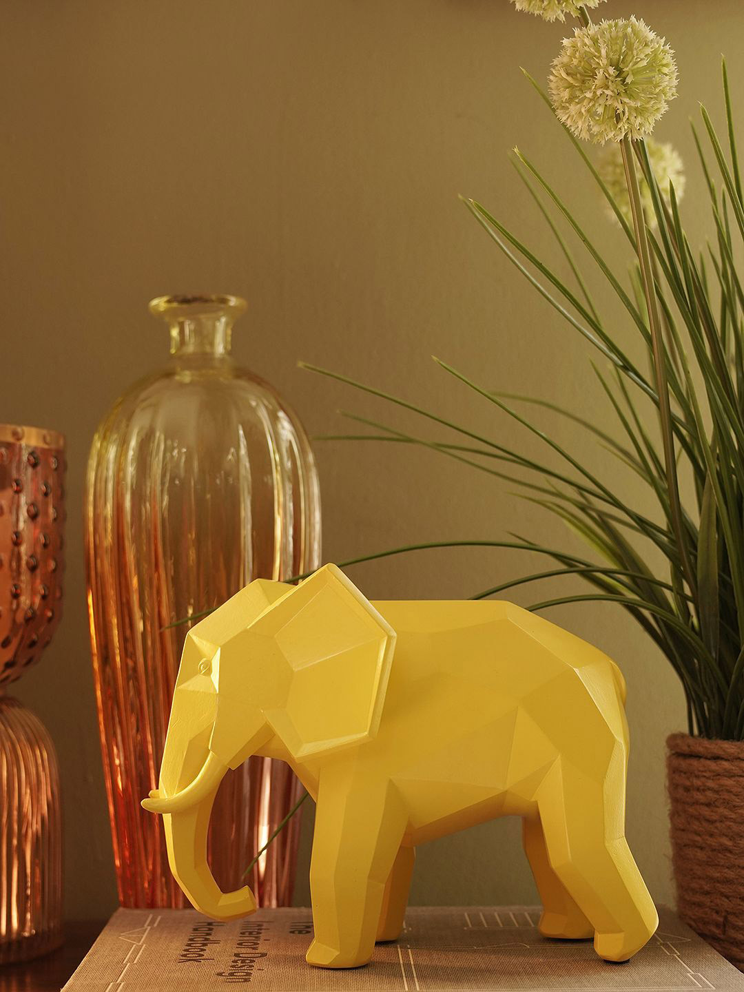 

Pure Home and Living Yellow Figurine Elephant Showpiece