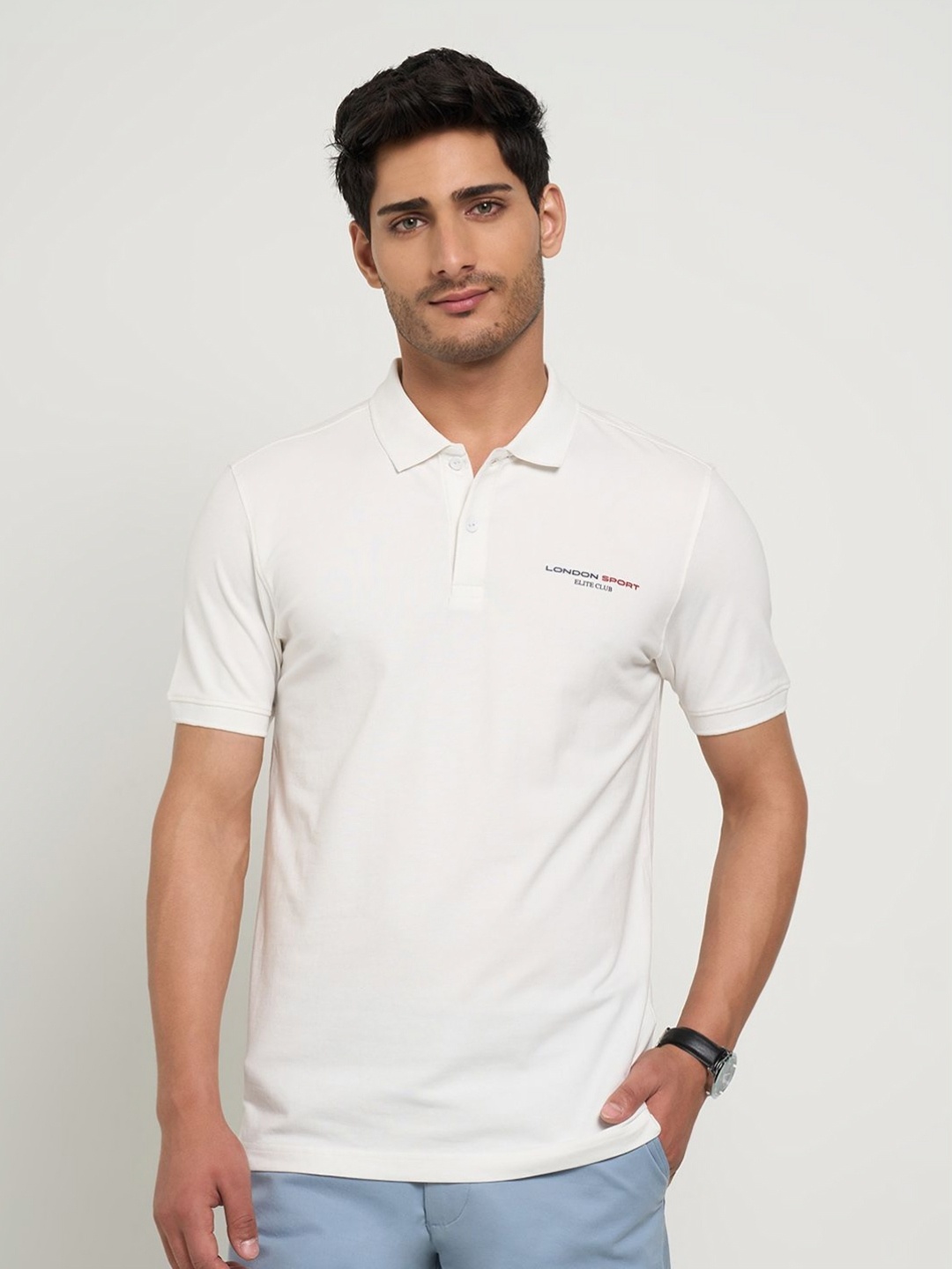 

Peregrine by Pantaloons Men Polo Collar Slim Fit T-shirt, White