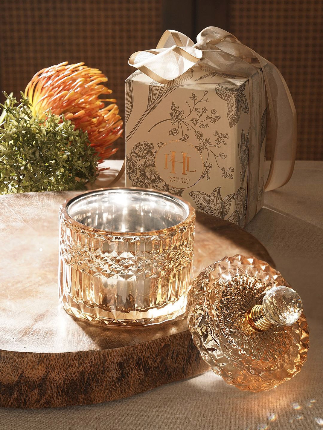 

Pure Home and Living Gold-Toned Diamond Textured Small Glass Jar