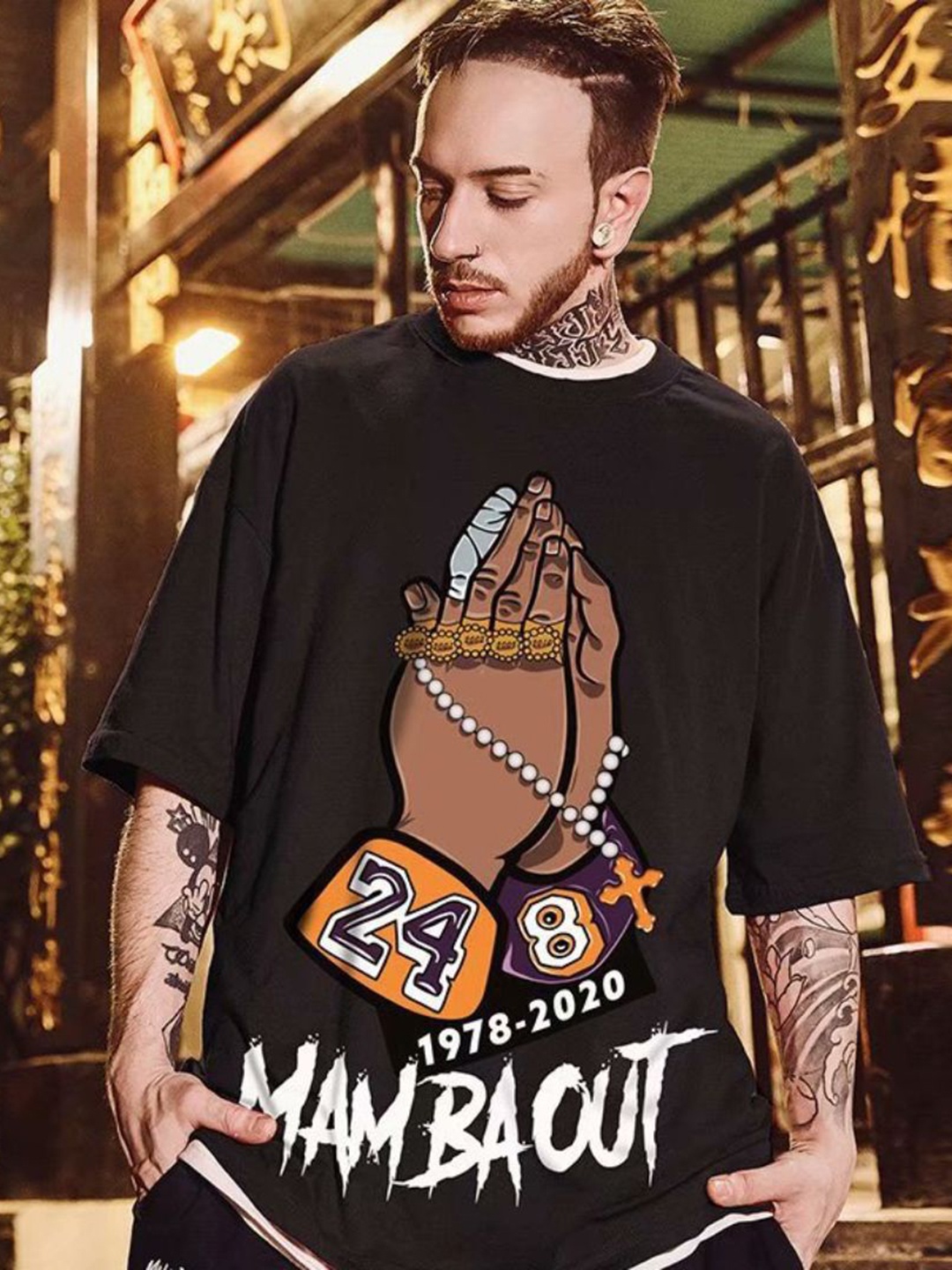 

StyleCast Men Graphic Printed Round Neck Relaxed Fit T-shirt, Black