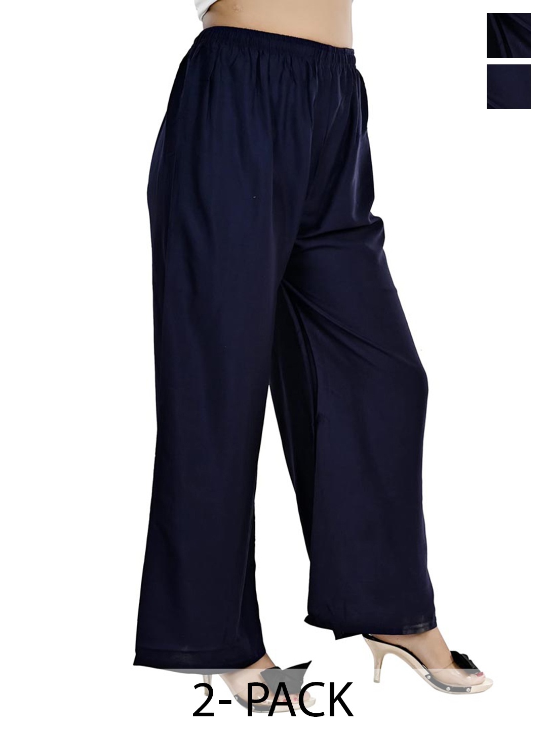 

NarNari Women Pack Of 2 Straight-Fit Palazzos, Black