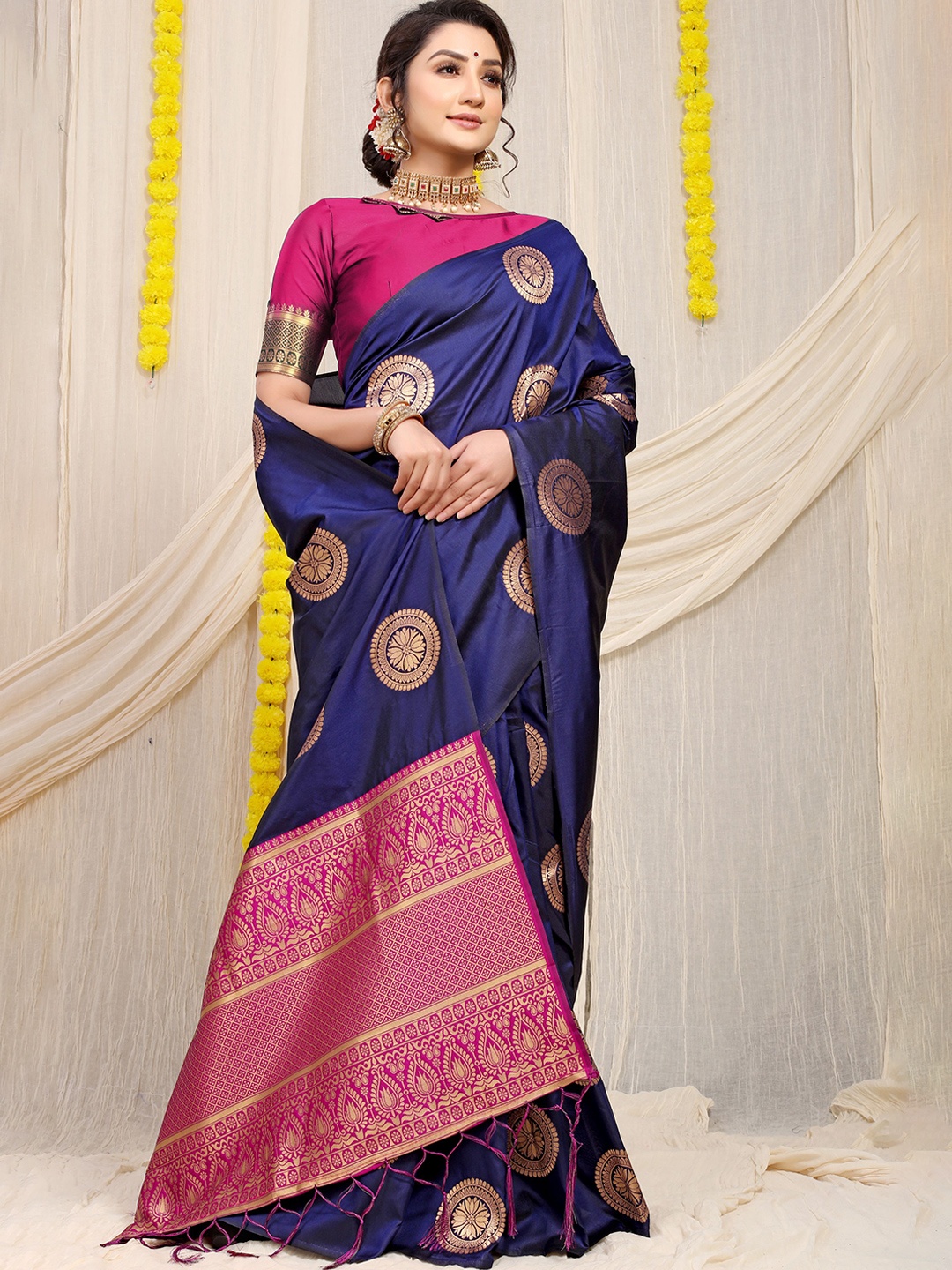 

Kandora Woven Design Pure Silk Paithani Saree, Blue
