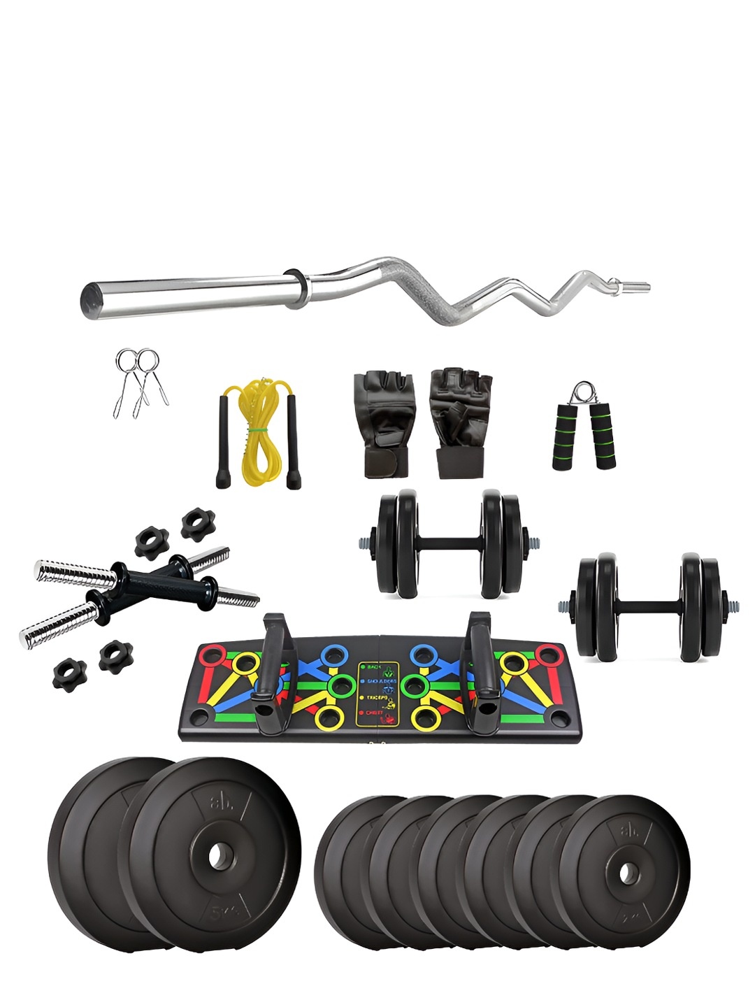 

Anythingbasic Set Of 24 Curl, Dumbbell Rods & Accessories Home Gym Combo, Black