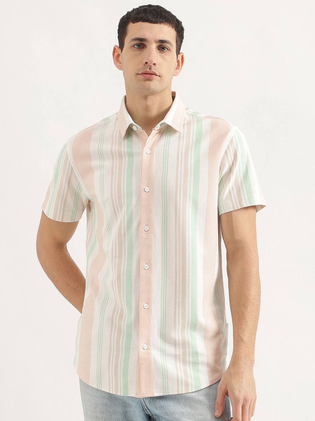 

United Colors of Benetton Men Opaque Striped Casual Shirt, Multi