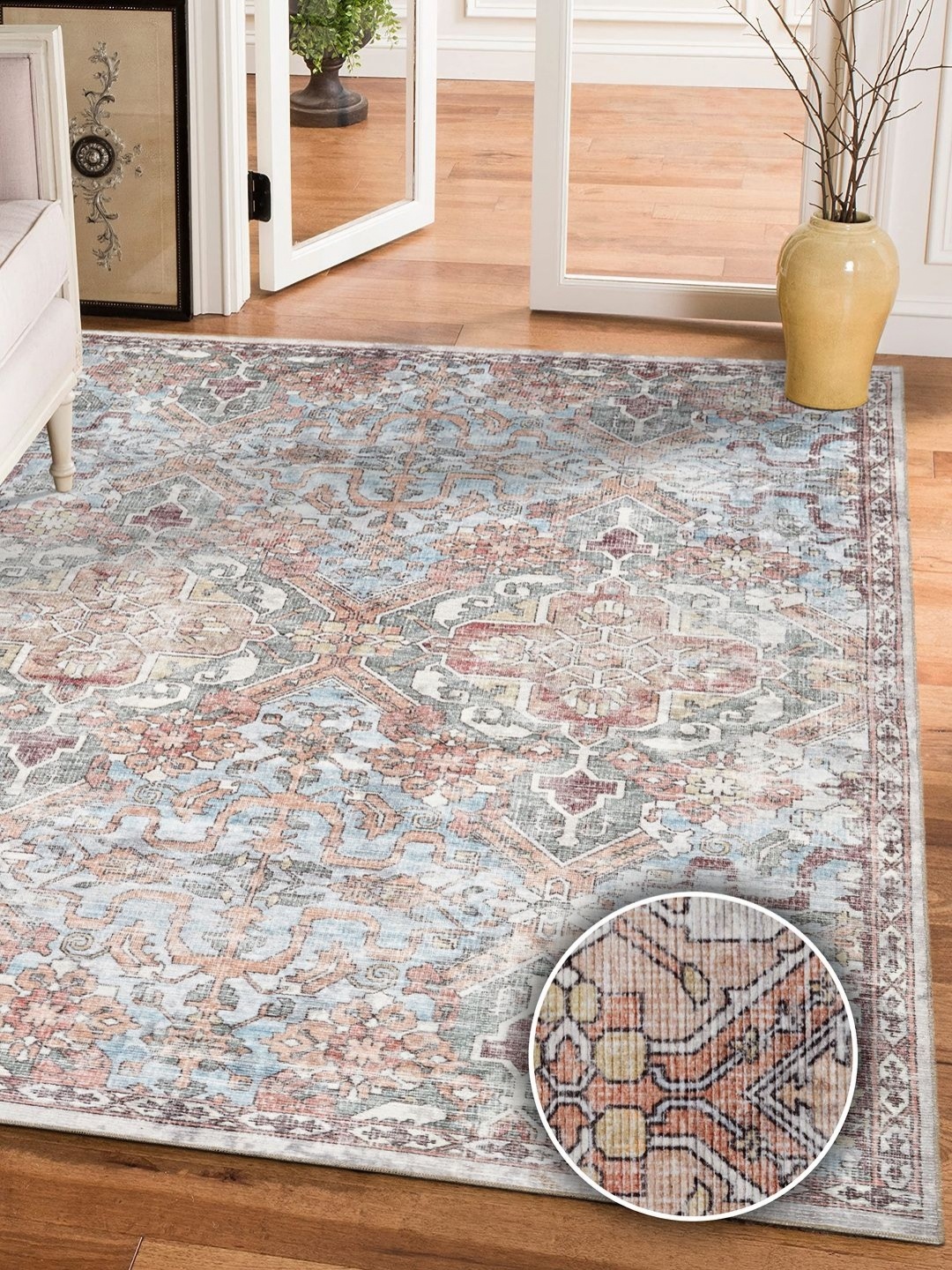 

Kaleen India Blue Traditional Anti-Skid Polyester Carpet